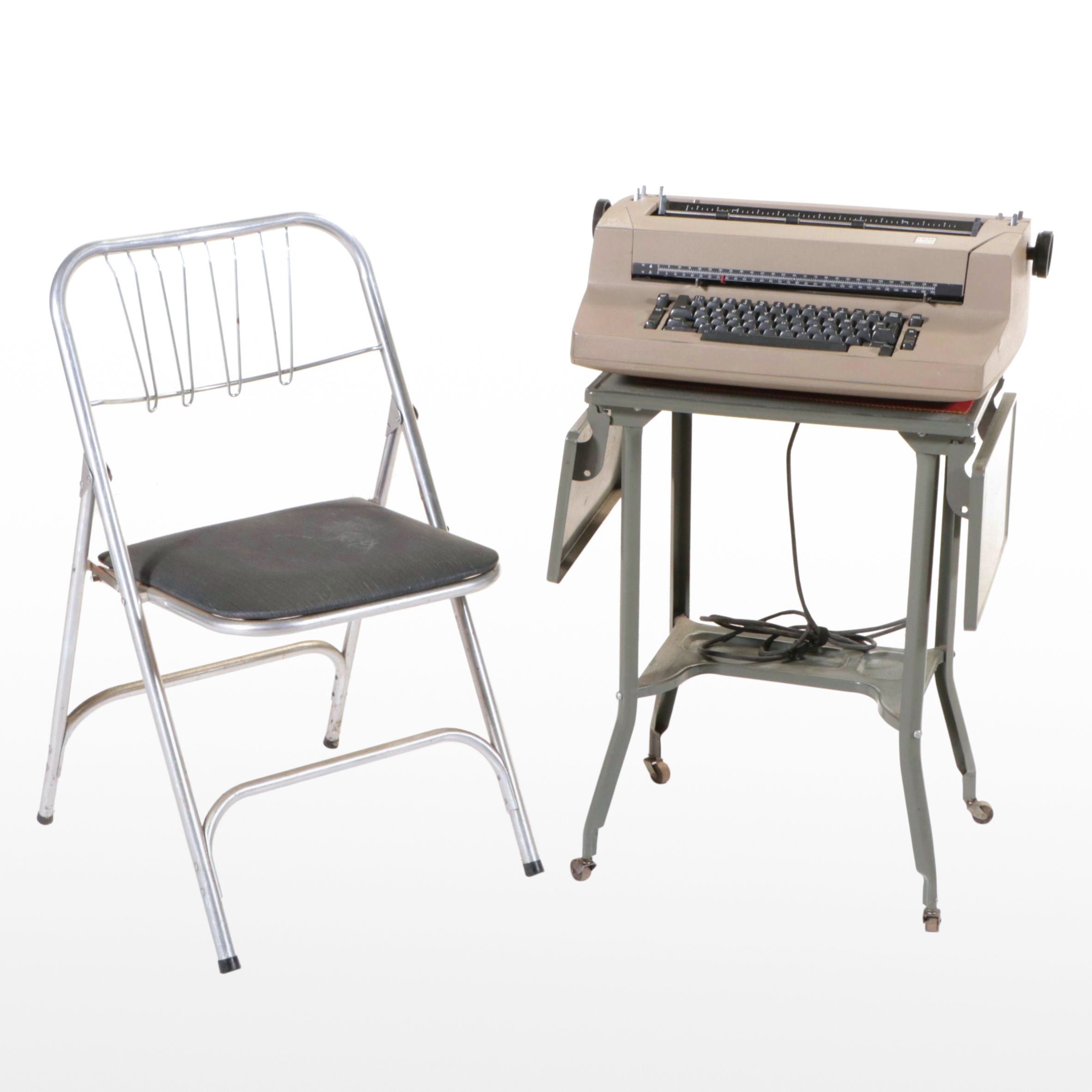 IBM Correcting Selectric Typewriter with Table and Folding Chair