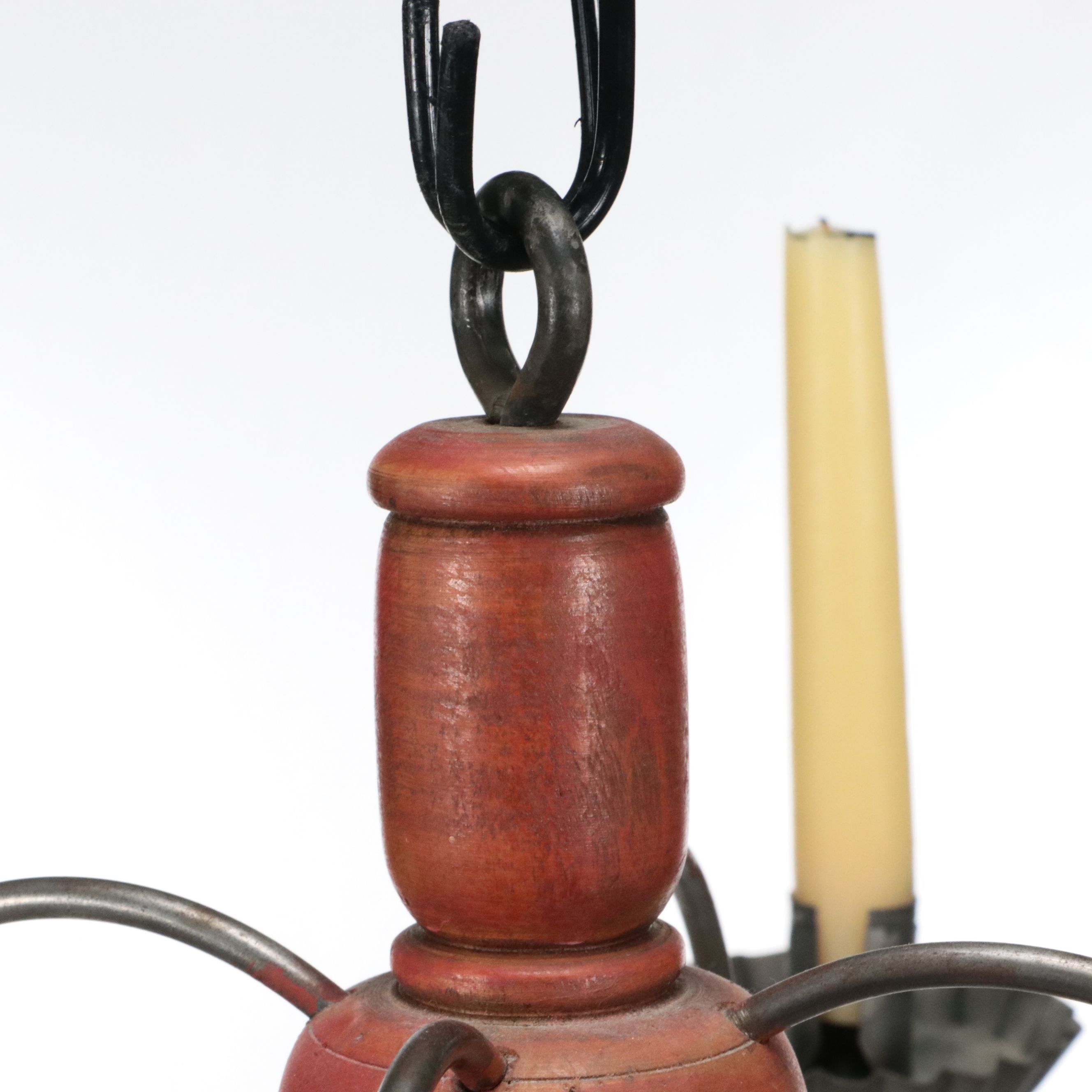 David T. Smith Tin and Turned Wood Candlestick Chandelier