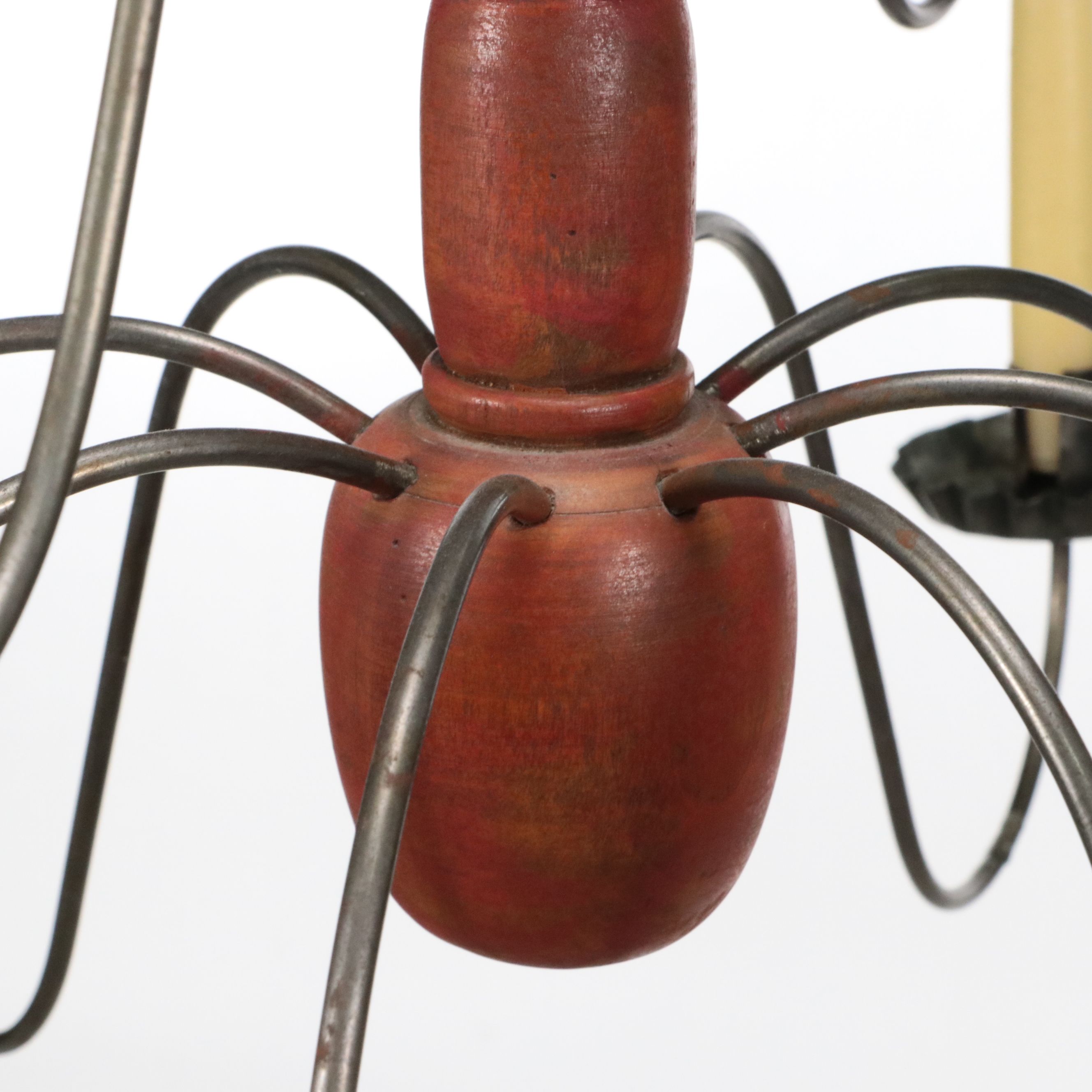 David T. Smith Tin and Turned Wood Candlestick Chandelier