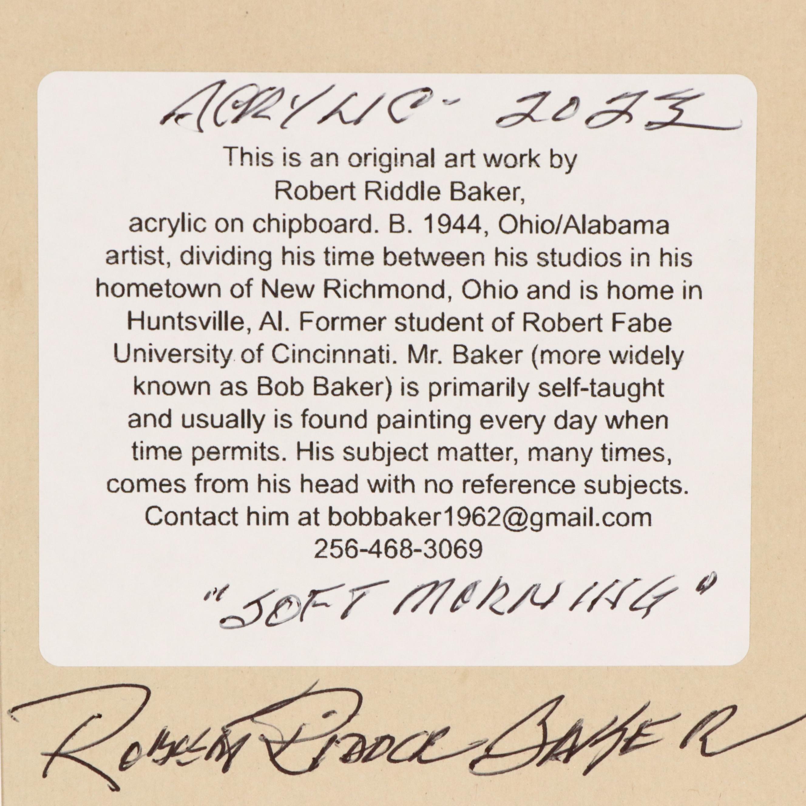 Robert Riddle Baker Landscape Acrylic Painting "Soft Morning," 2023