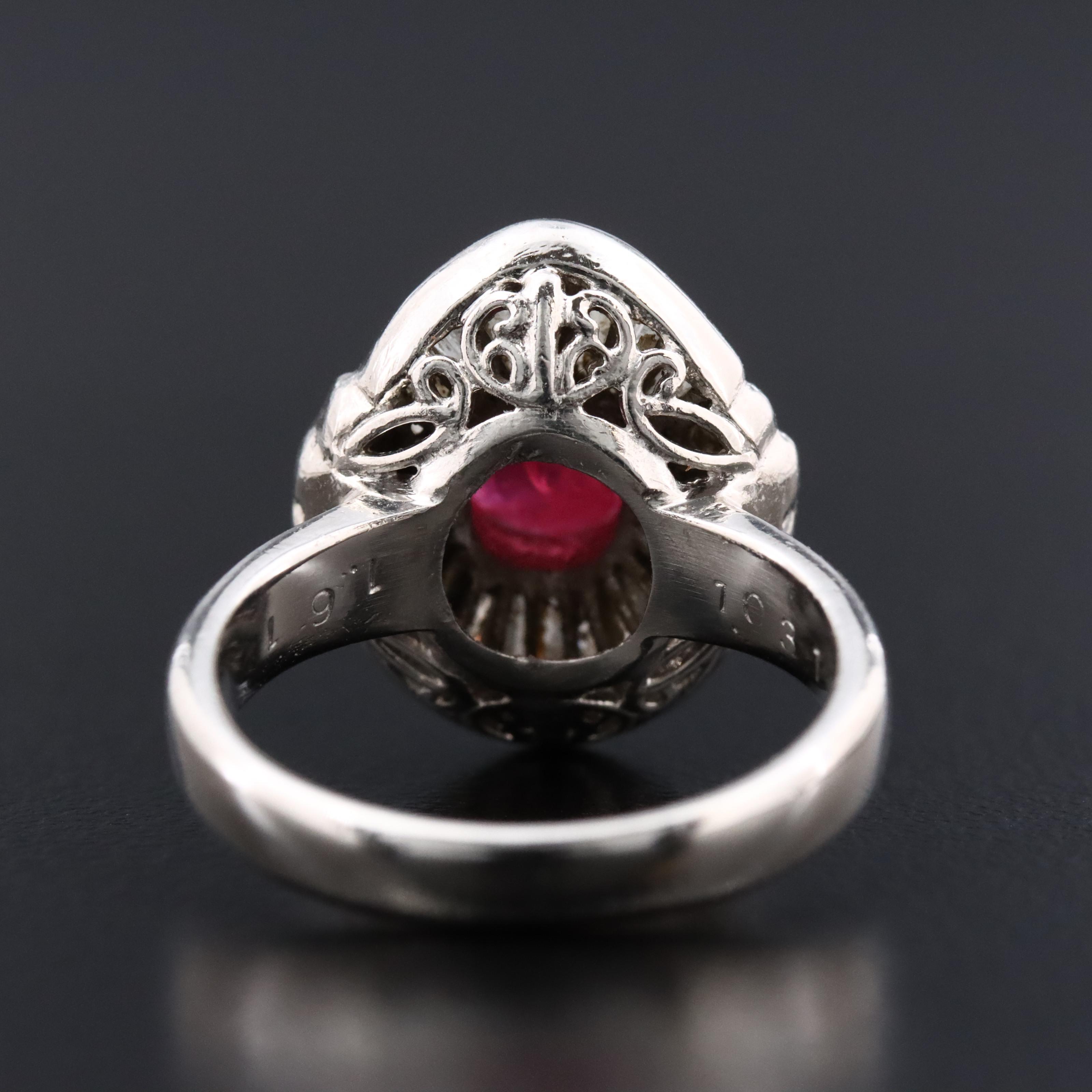 Platinum 1.61 CT Ruby and Diamond Ballerina Ring