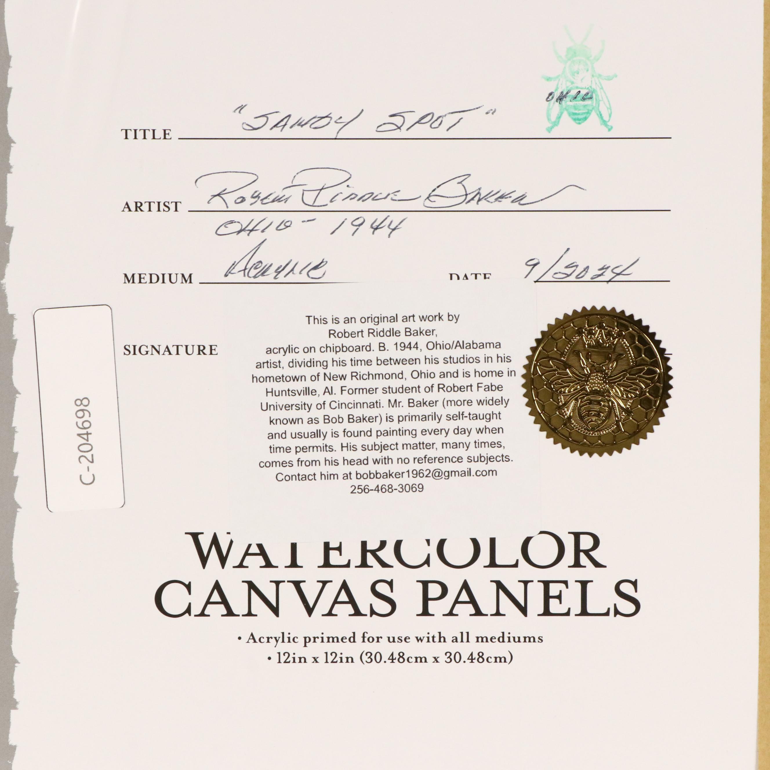 Robert Riddle Baker Landscape Acrylic Painting "Sandy Spot," 2024