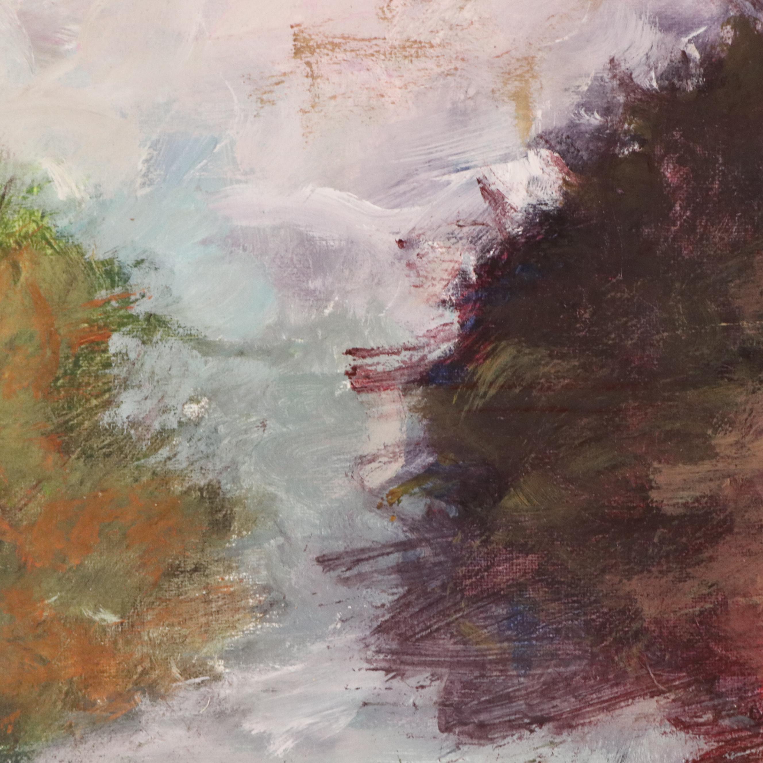 Robert Riddle Baker Landscape Acrylic Painting "Lakeside Calm," 2024