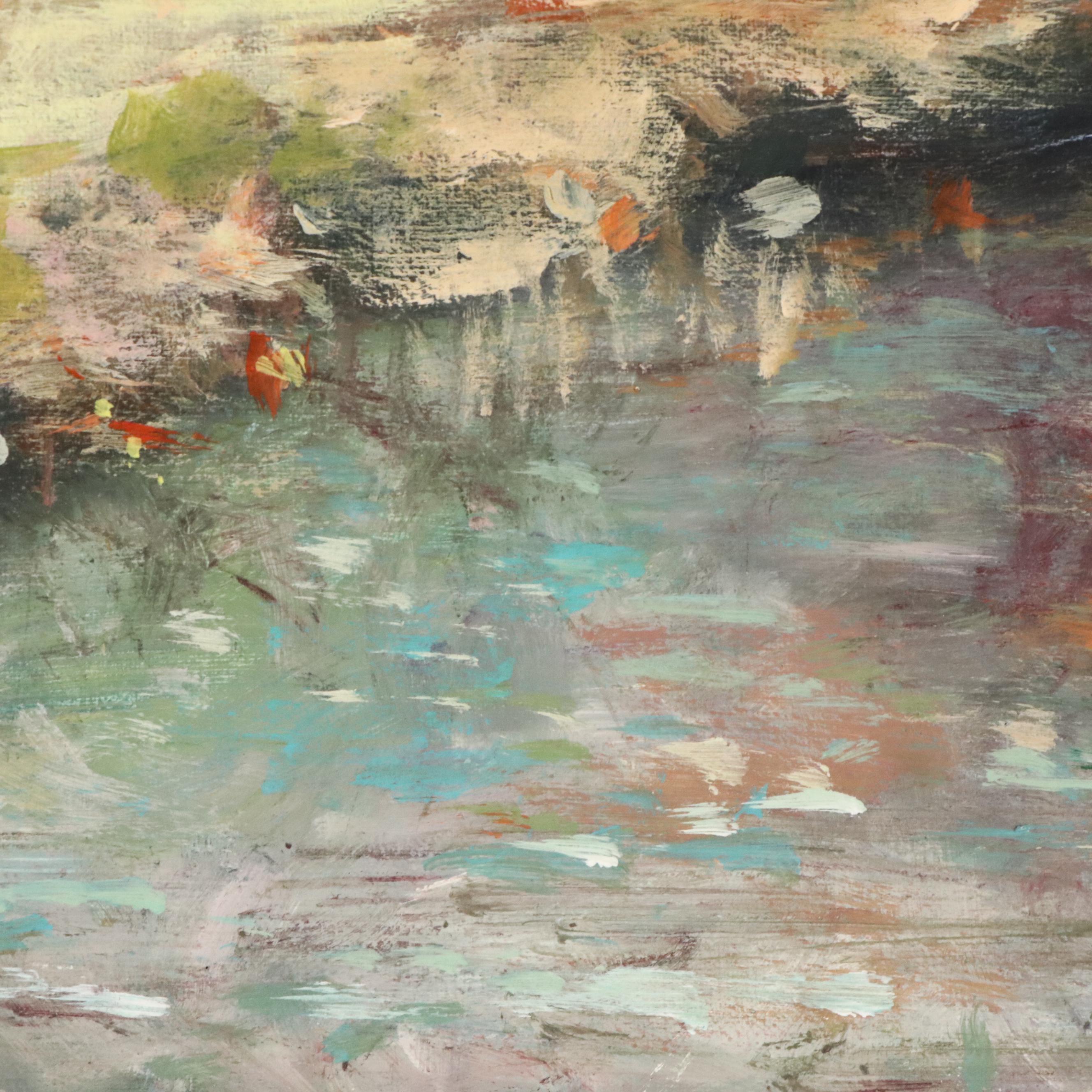 Robert Riddle Baker Landscape Acrylic Painting "Lakeside Calm," 2024