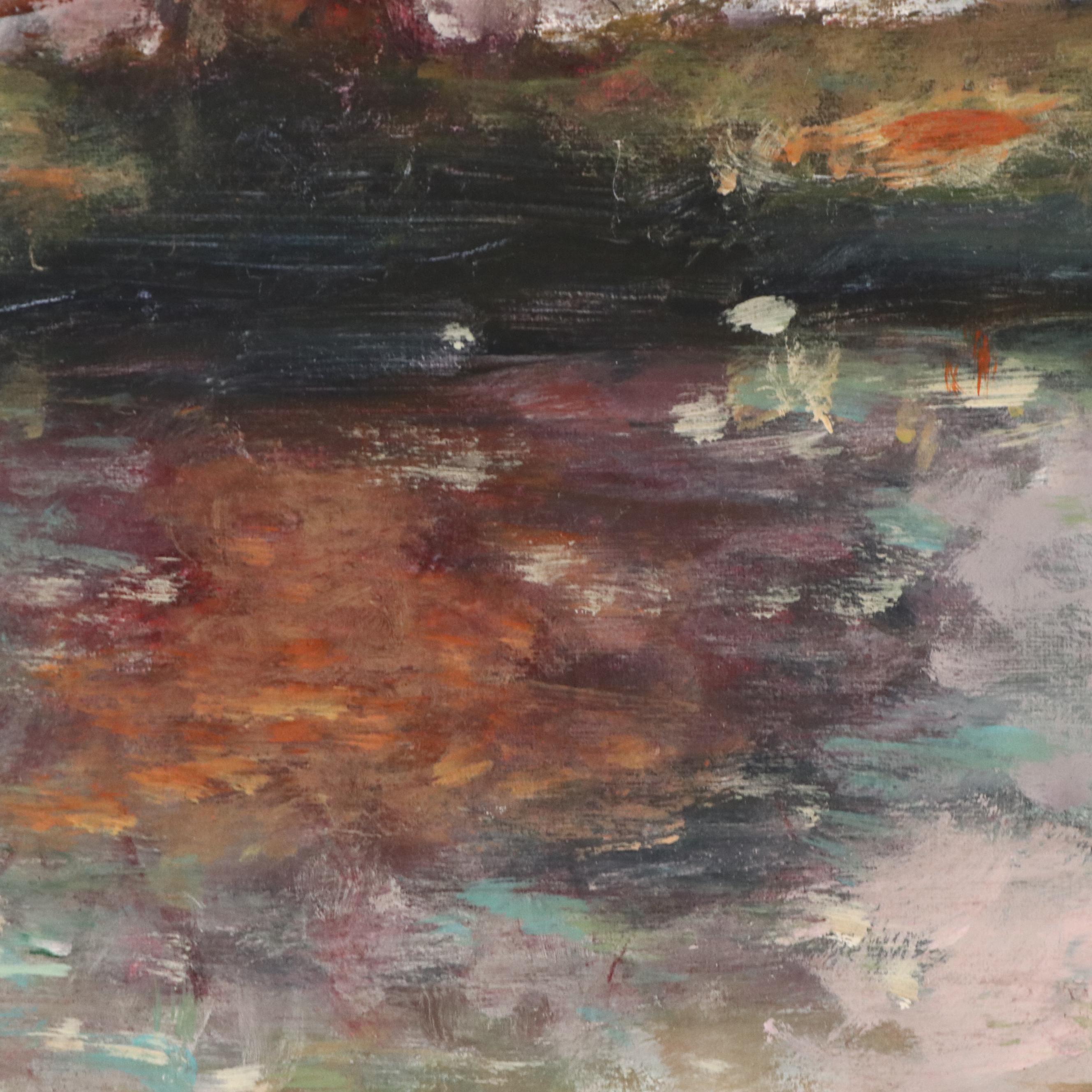 Robert Riddle Baker Landscape Acrylic Painting "Lakeside Calm," 2024