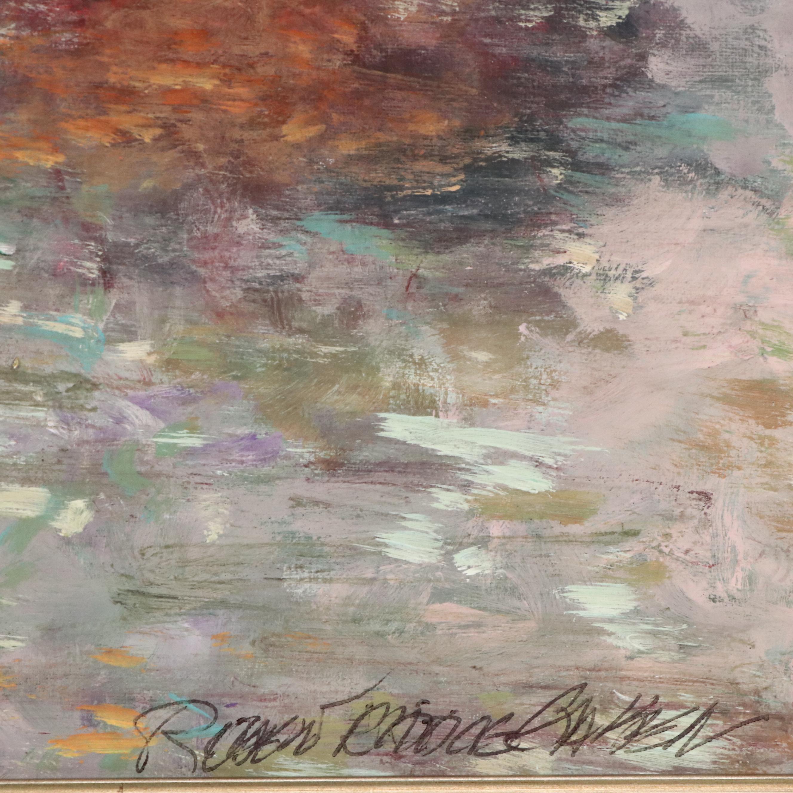 Robert Riddle Baker Landscape Acrylic Painting "Lakeside Calm," 2024