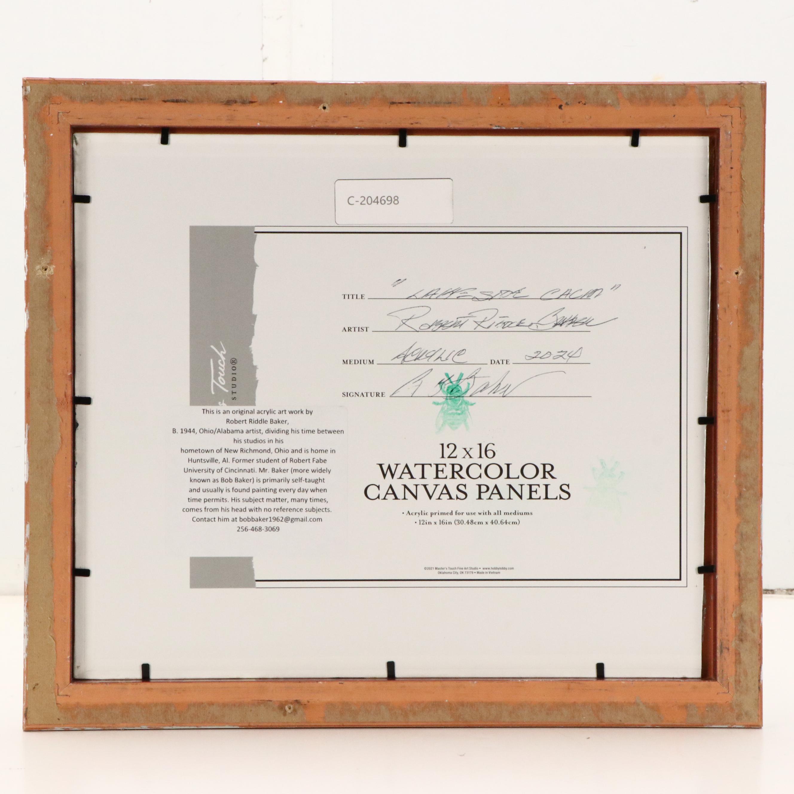 Robert Riddle Baker Landscape Acrylic Painting "Lakeside Calm," 2024