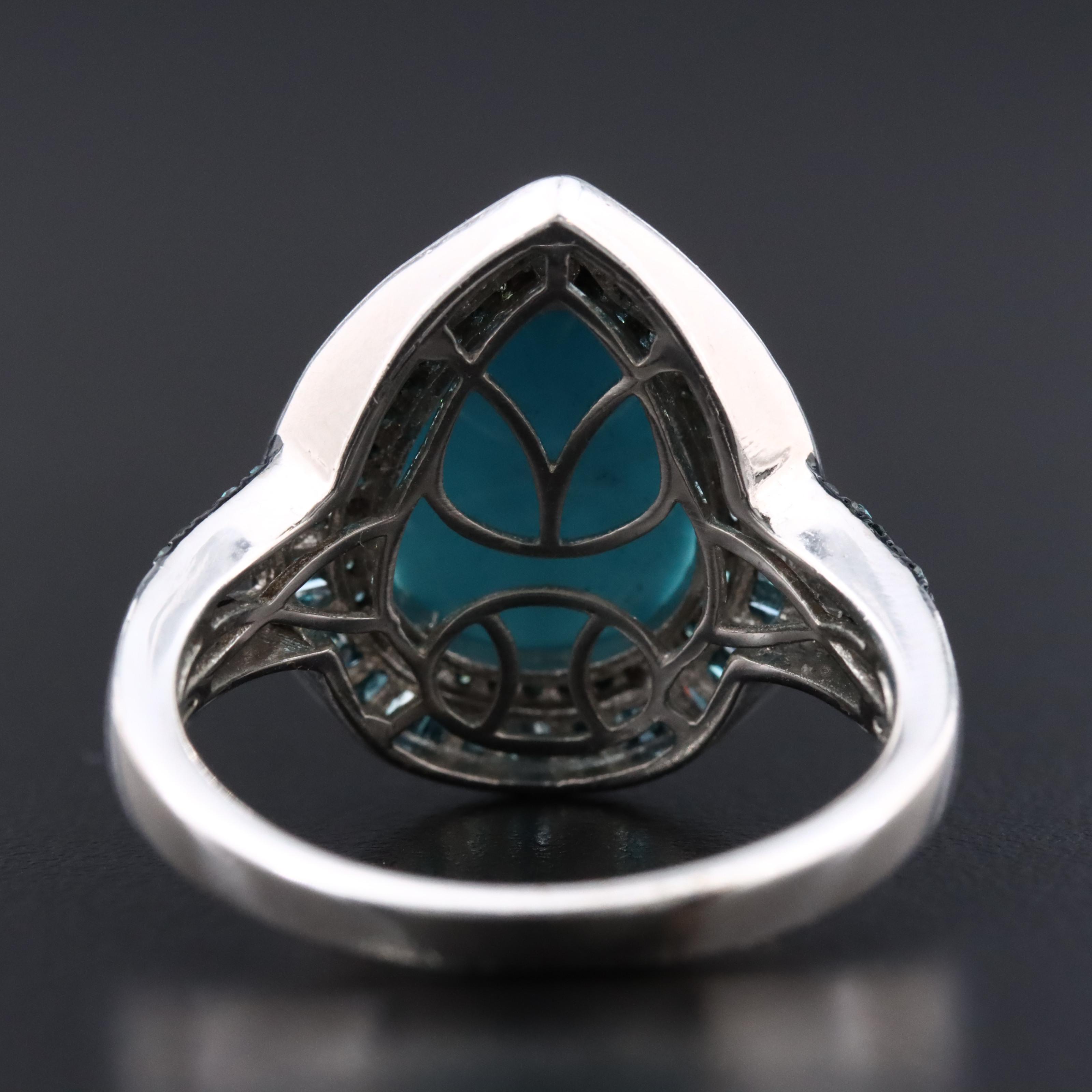 Sterling Turquoise and Blue Diamond Ring