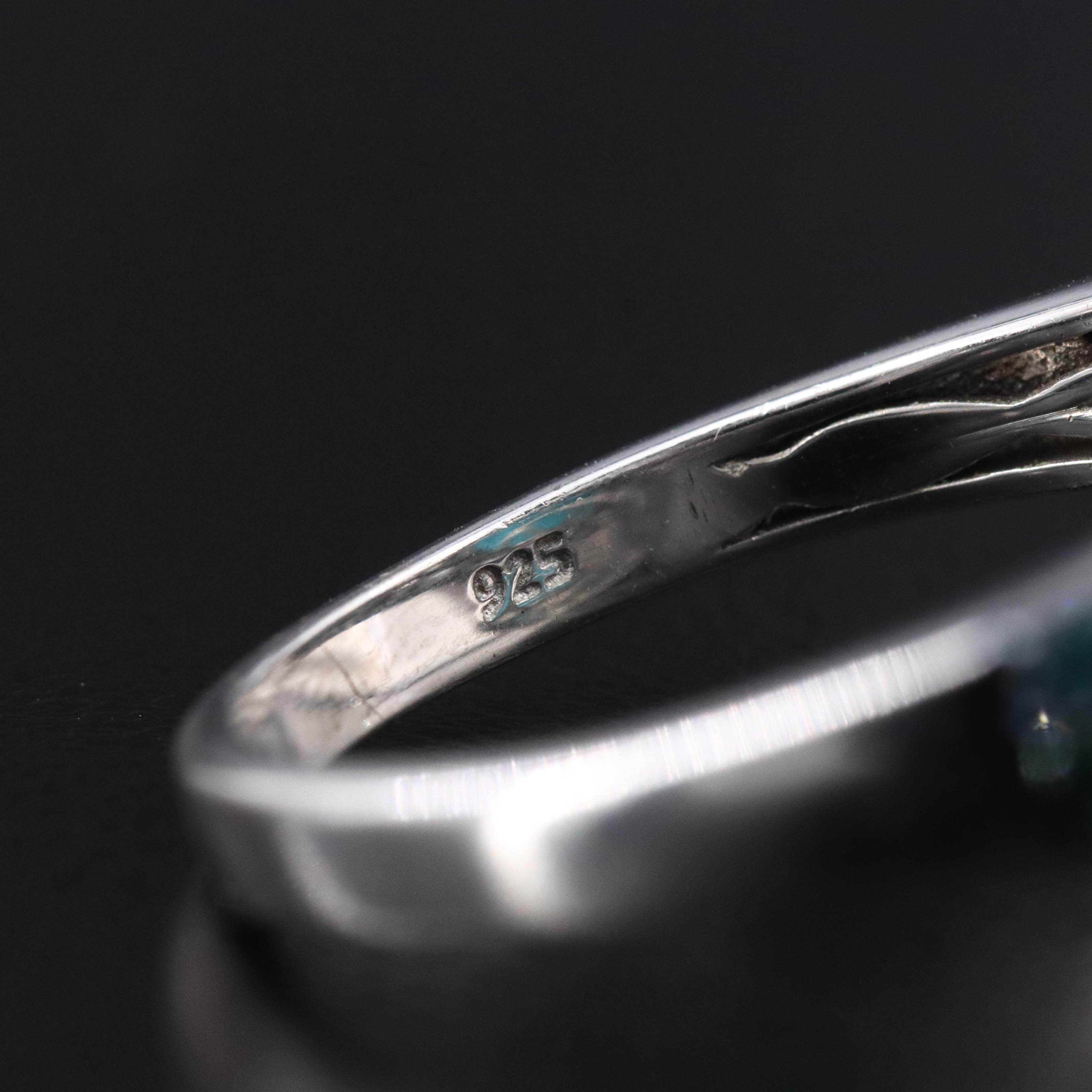 Sterling Turquoise and Blue Diamond Ring