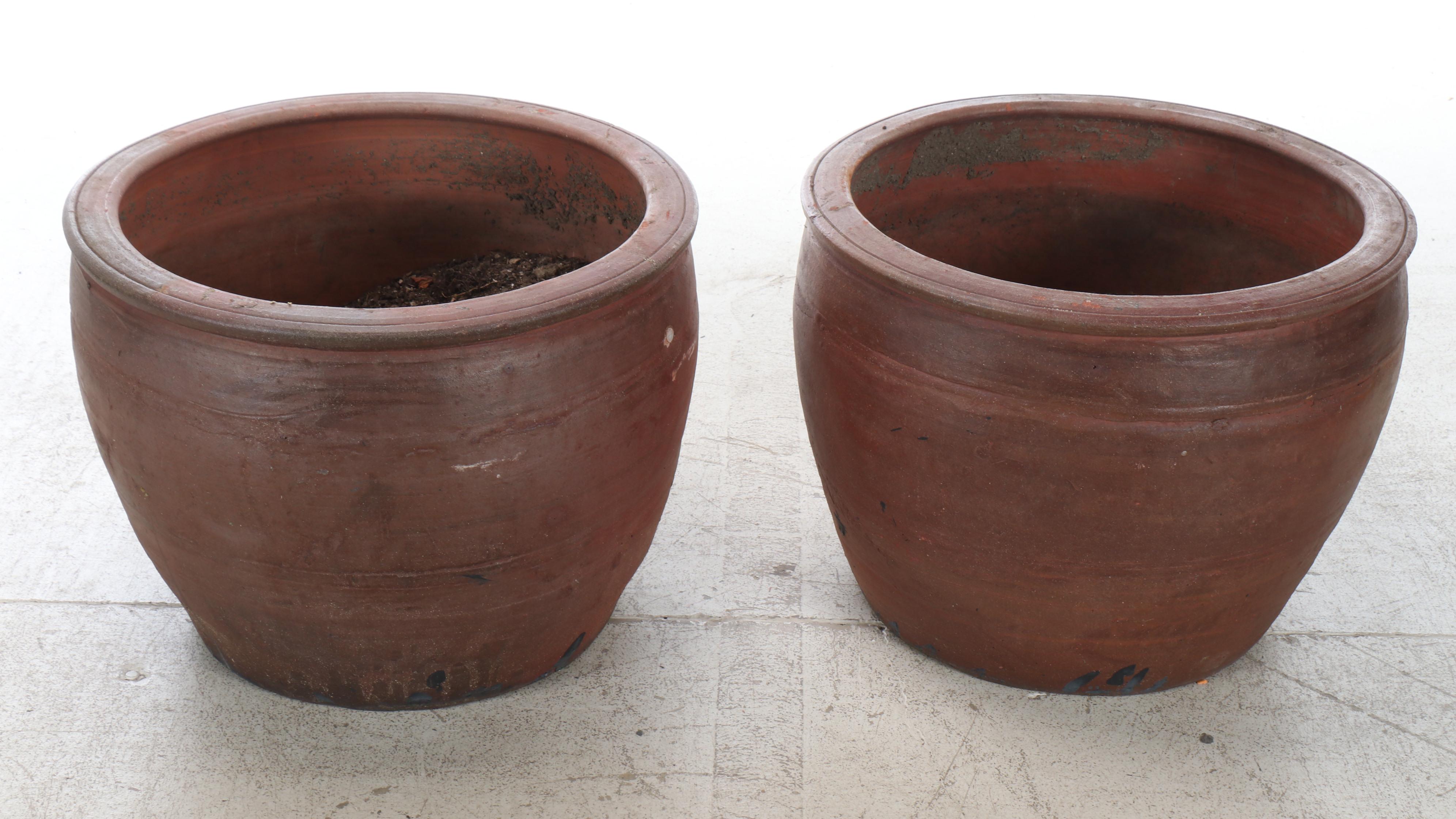 Pair of Terracotta Outdoor Planters