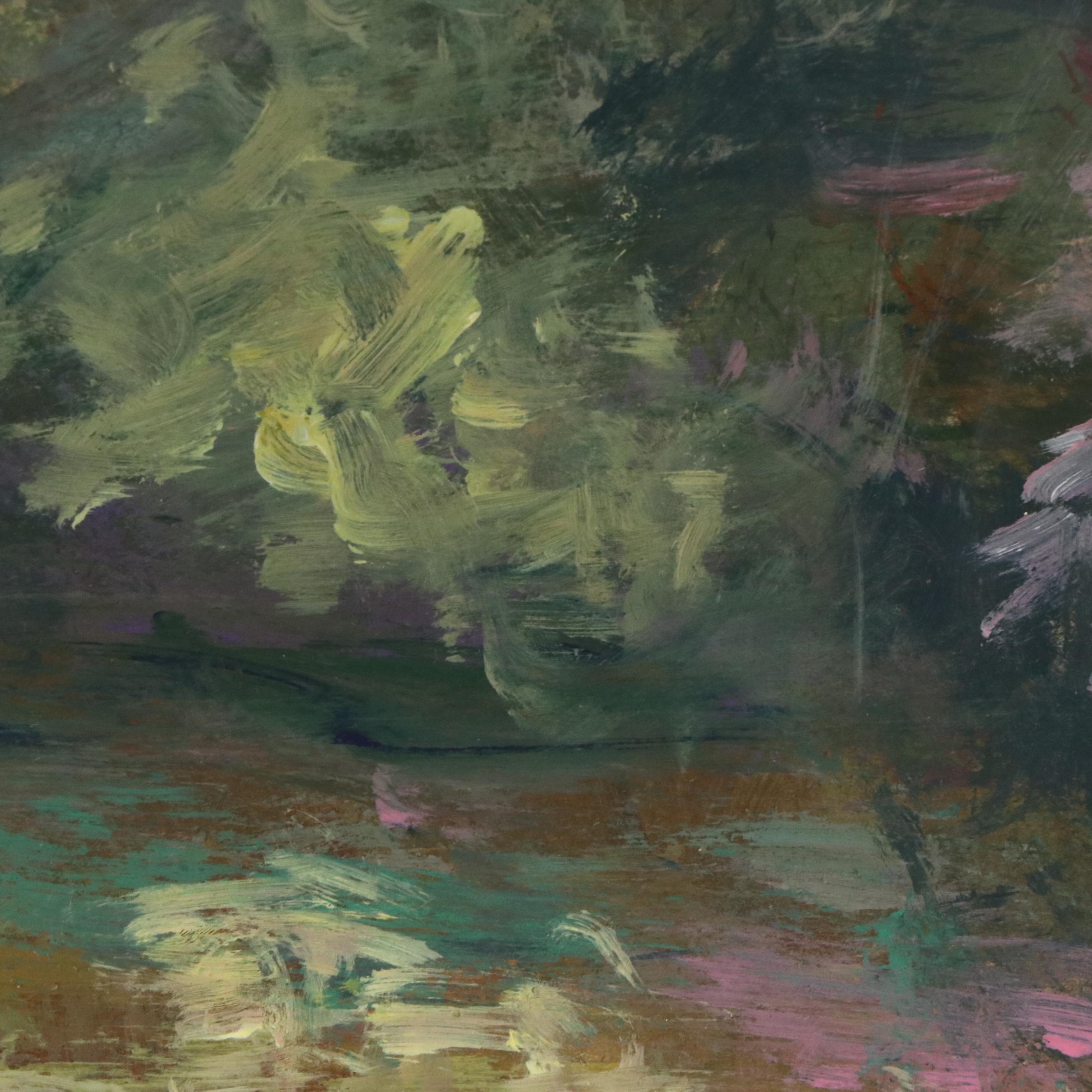 Robert Riddle Baker Landscape Acrylic Painting "Sunlighted Garden," 2024