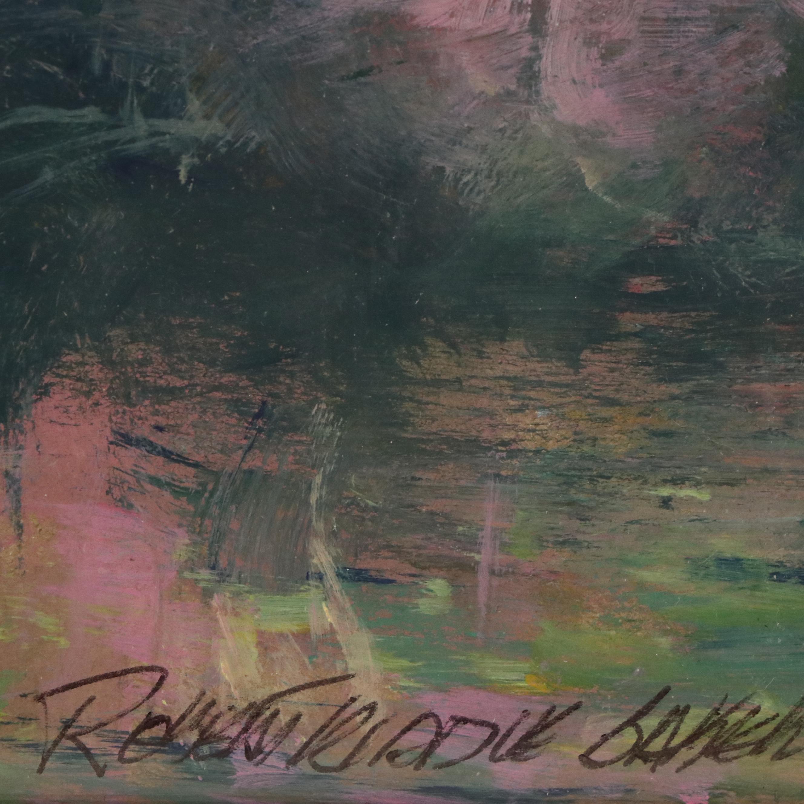 Robert Riddle Baker Landscape Acrylic Painting "Sunlighted Garden," 2024