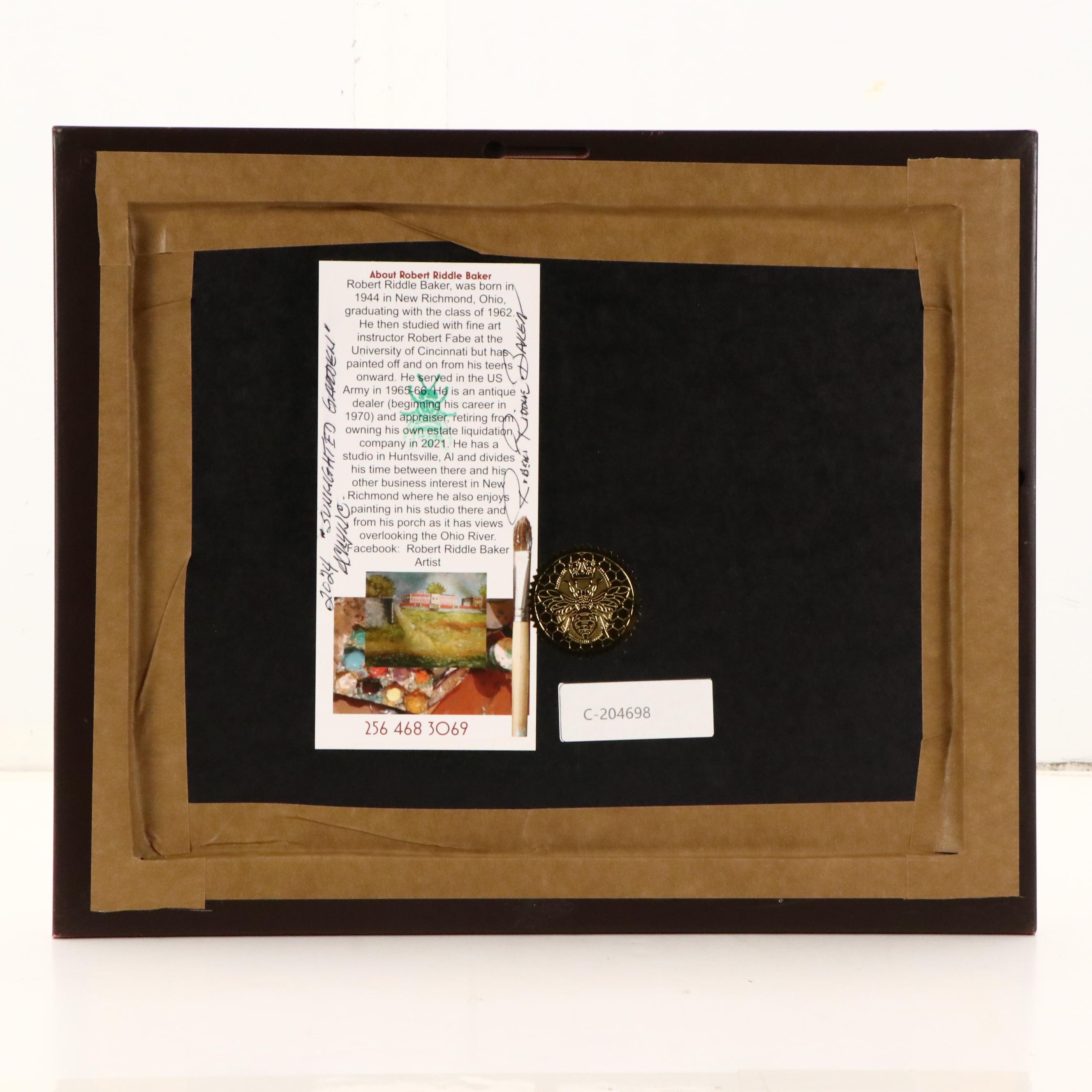 Robert Riddle Baker Landscape Acrylic Painting "Sunlighted Garden," 2024