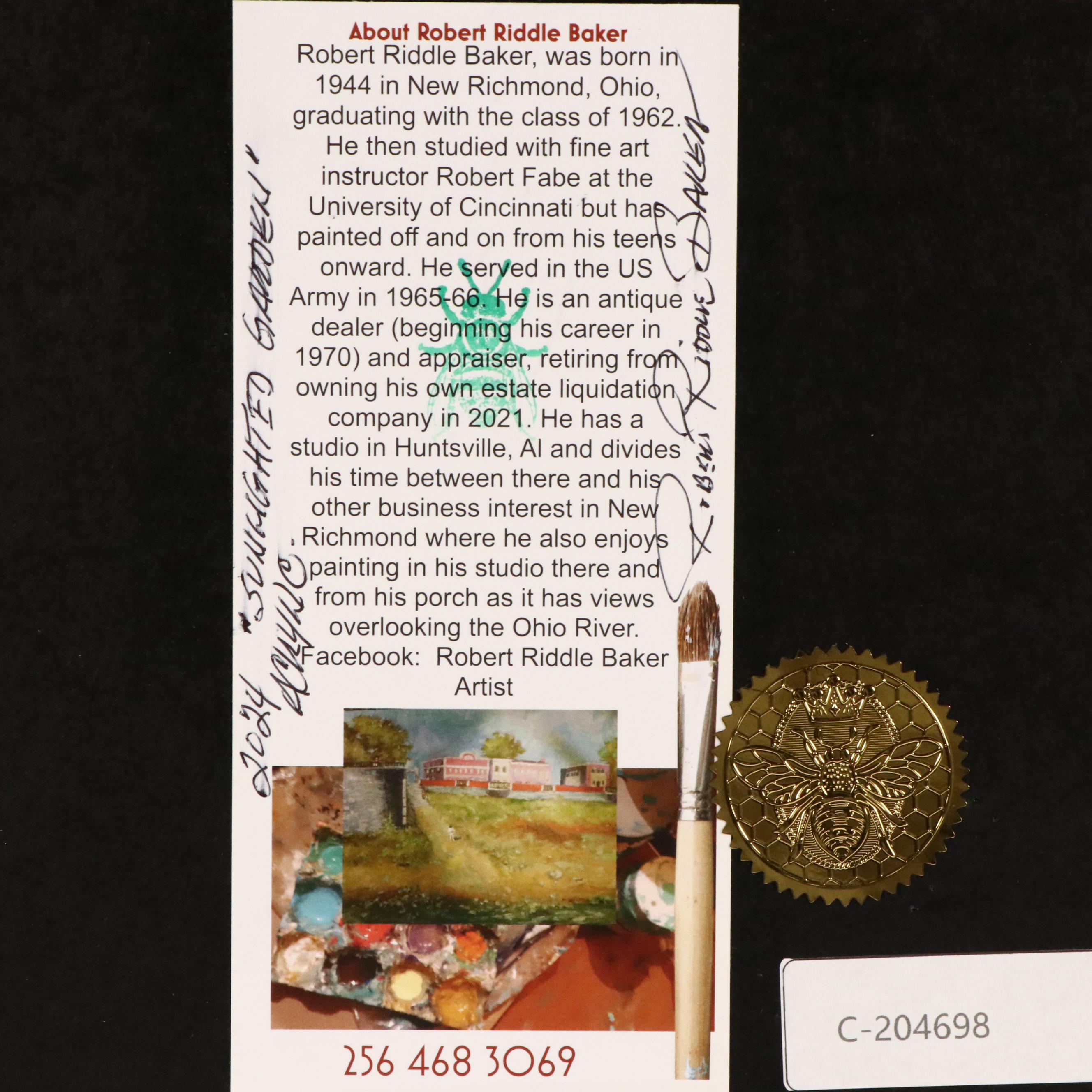 Robert Riddle Baker Landscape Acrylic Painting "Sunlighted Garden," 2024