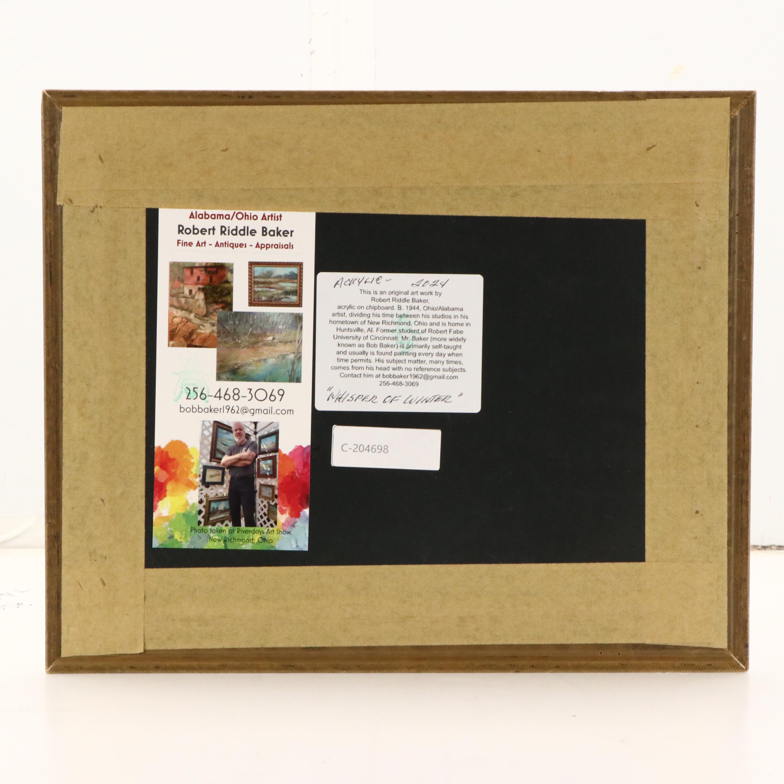 Robert Riddle Baker Landscape Acrylic Painting "Whisper of Winter," 2024