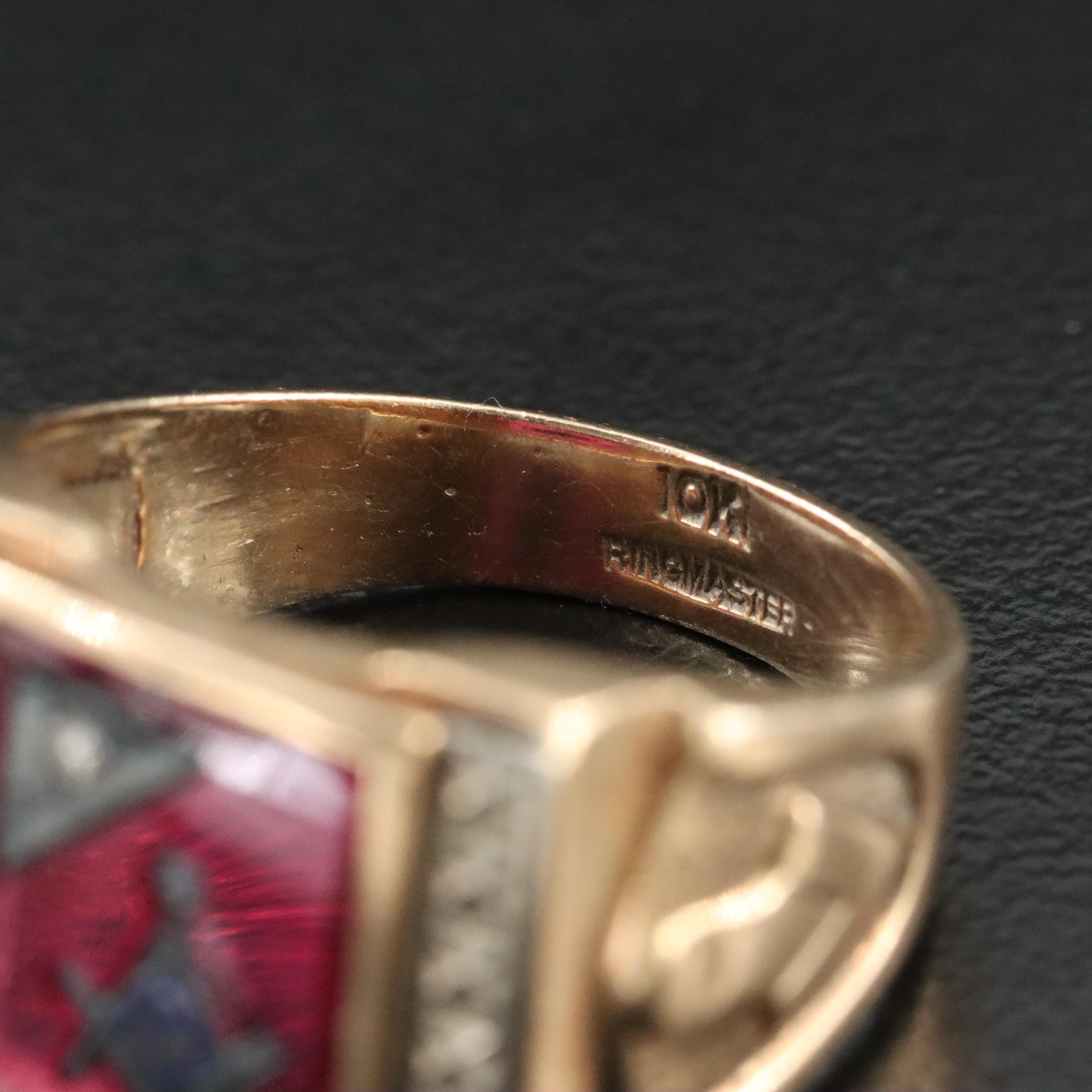 10K Ruby and Diamond Masonic Ring