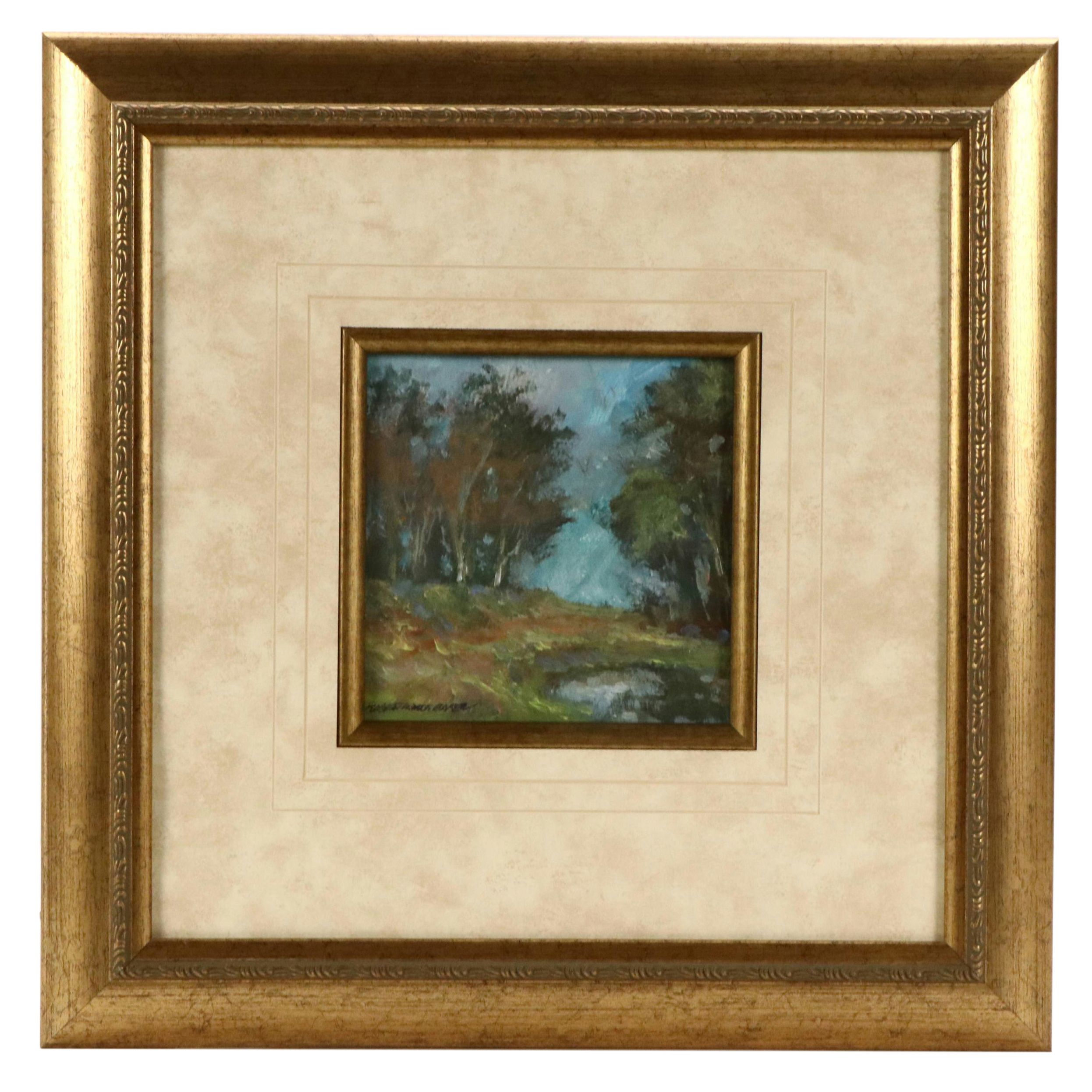 Robert Riddle Baker Landscape Acrylic Painting "Lake Shadows," 2025