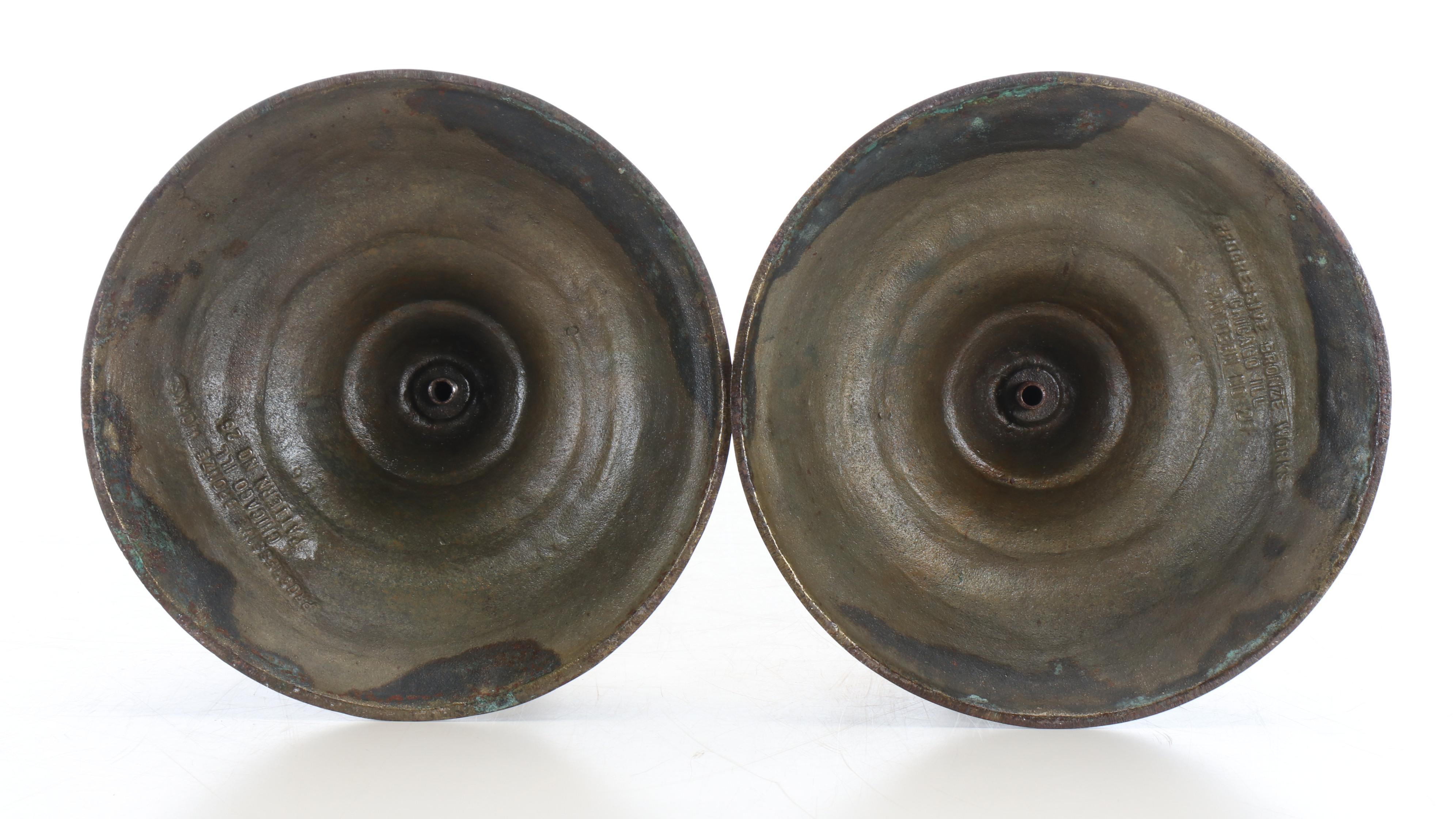 Pair of Progressive Bronze Works Neoclassical Style Altar Candlesticks