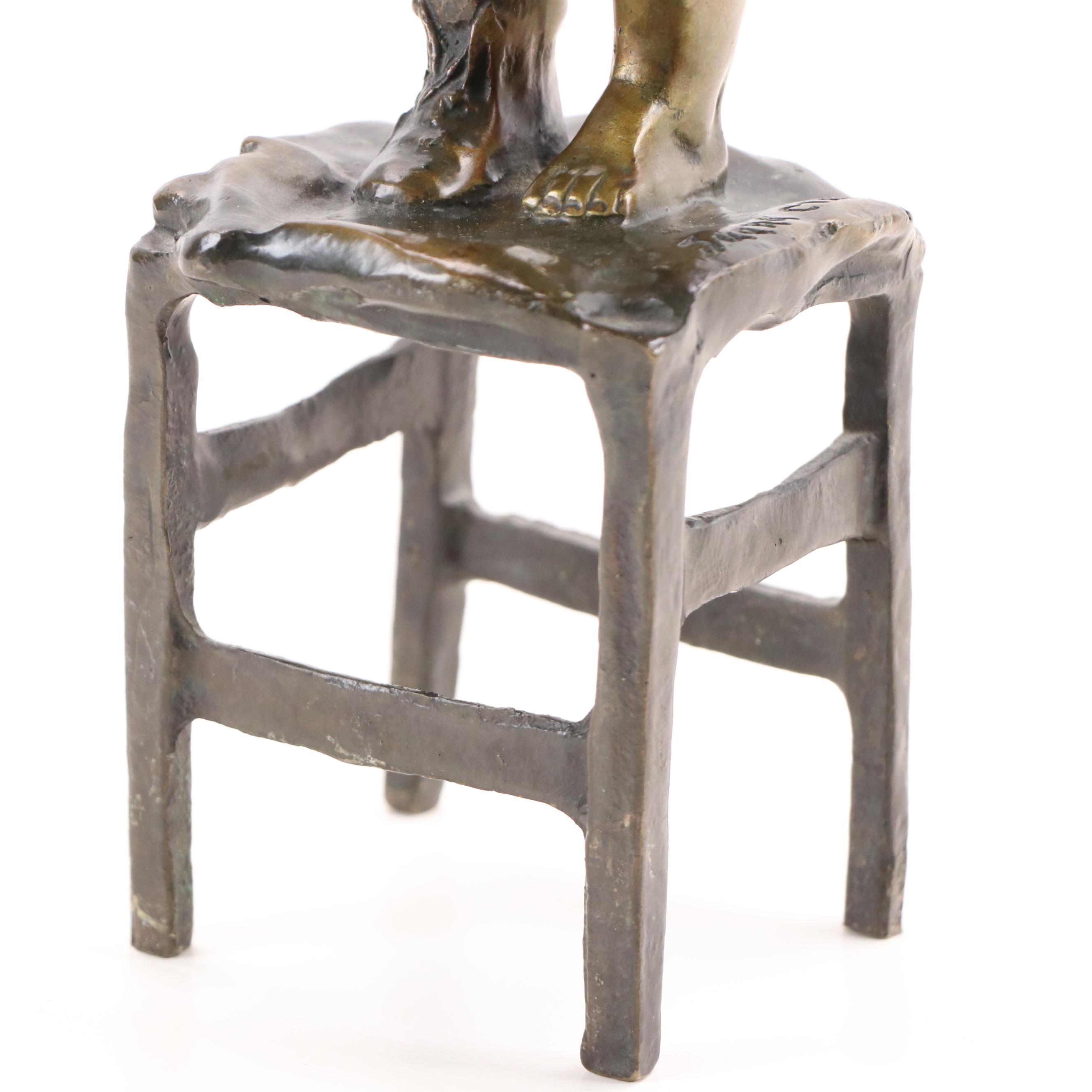 Bronze Sculpture "Suzette on a Stool" After Juan Clara