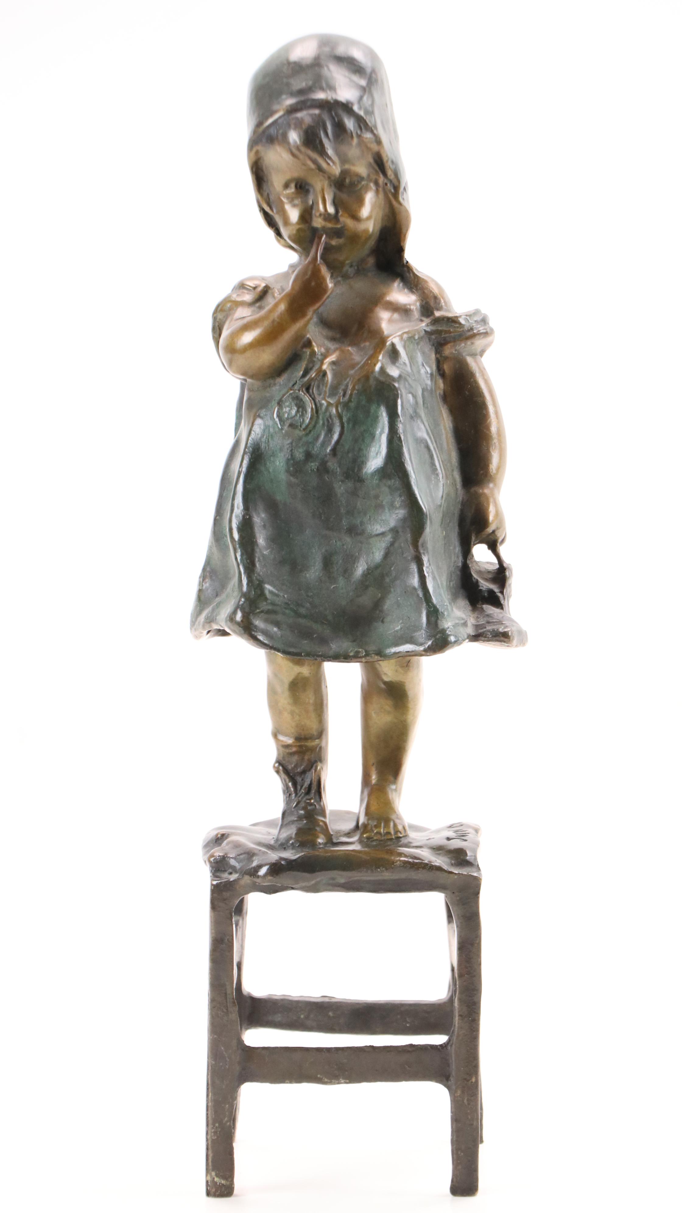 Bronze Sculpture "Suzette on a Stool" After Juan Clara