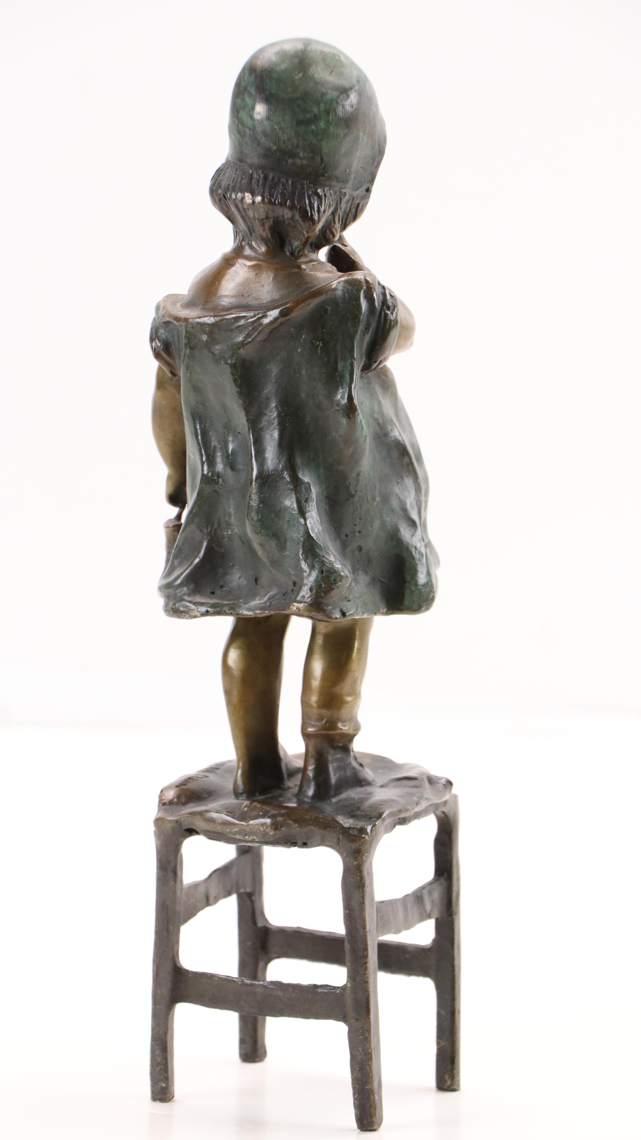 Bronze Sculpture "Suzette on a Stool" After Juan Clara