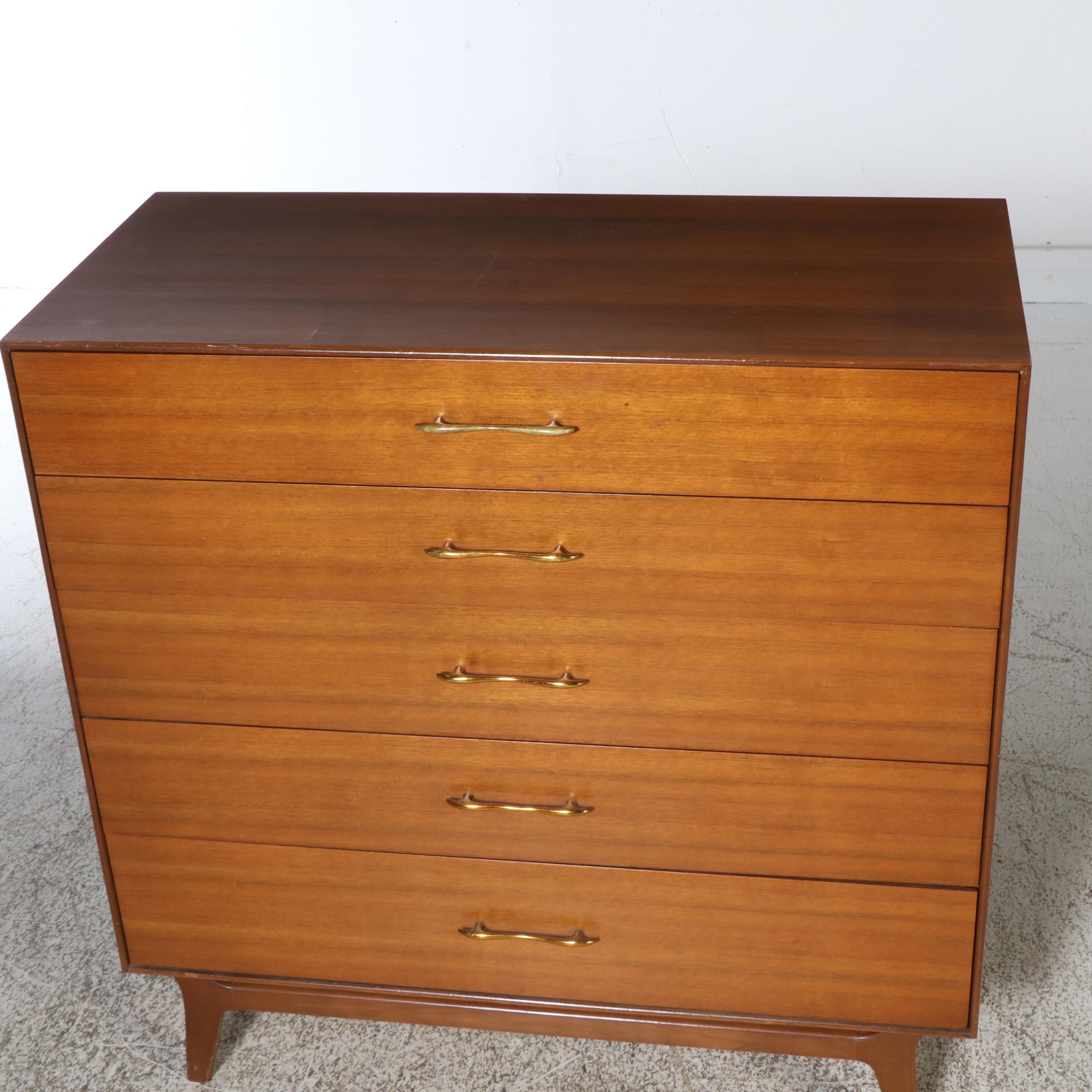 RWay Furniture Mid Century Modern Walnut Chest of Drawers
