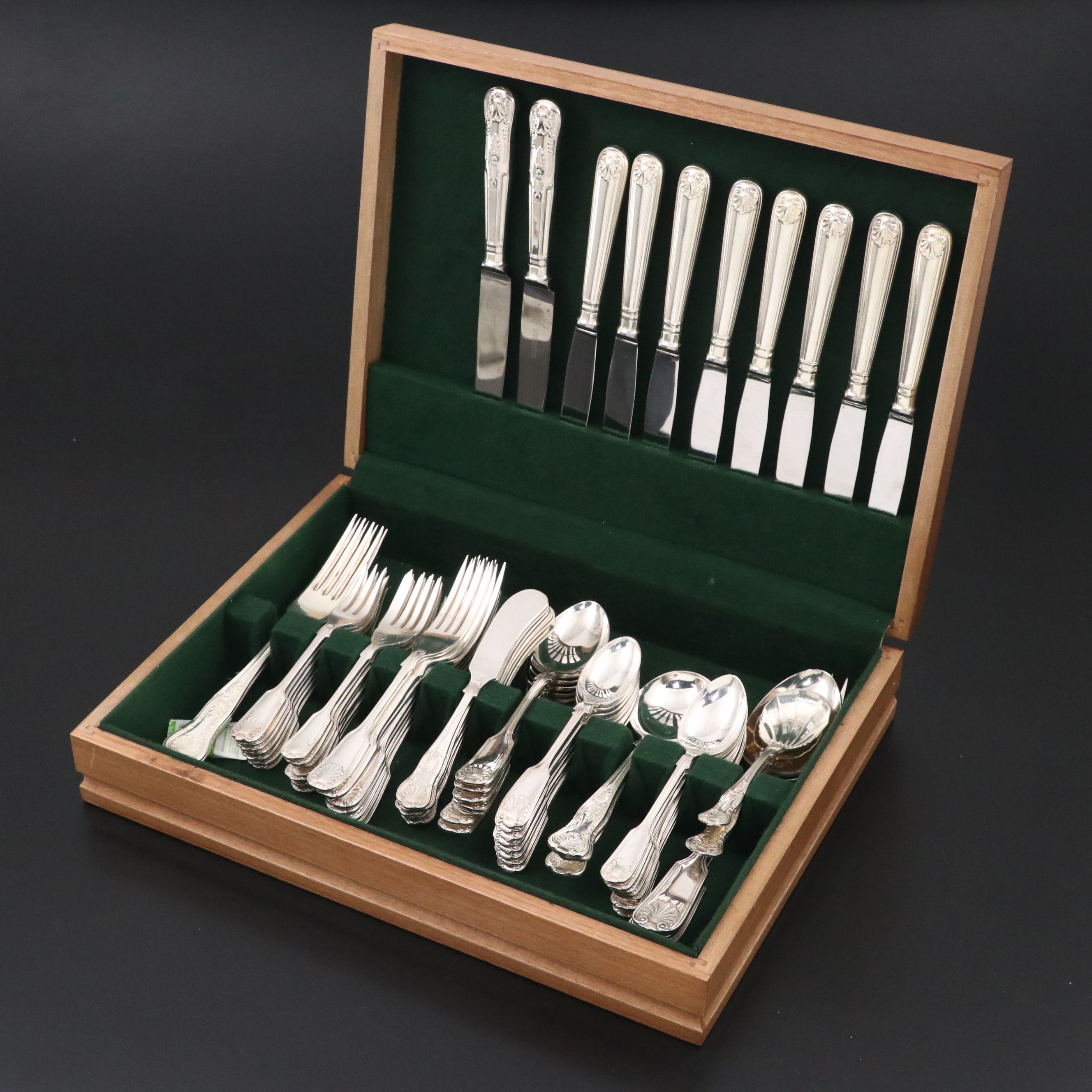 Worcester "Thread & Shell" and John Turton "Kings" Silver Plate Flatware