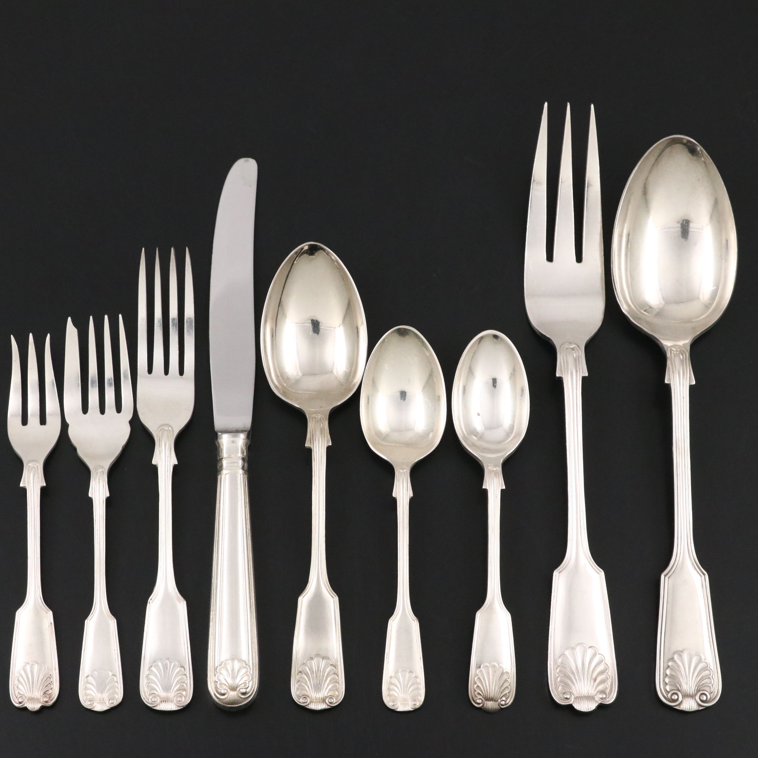 Worcester "Thread & Shell" and John Turton "Kings" Silver Plate Flatware