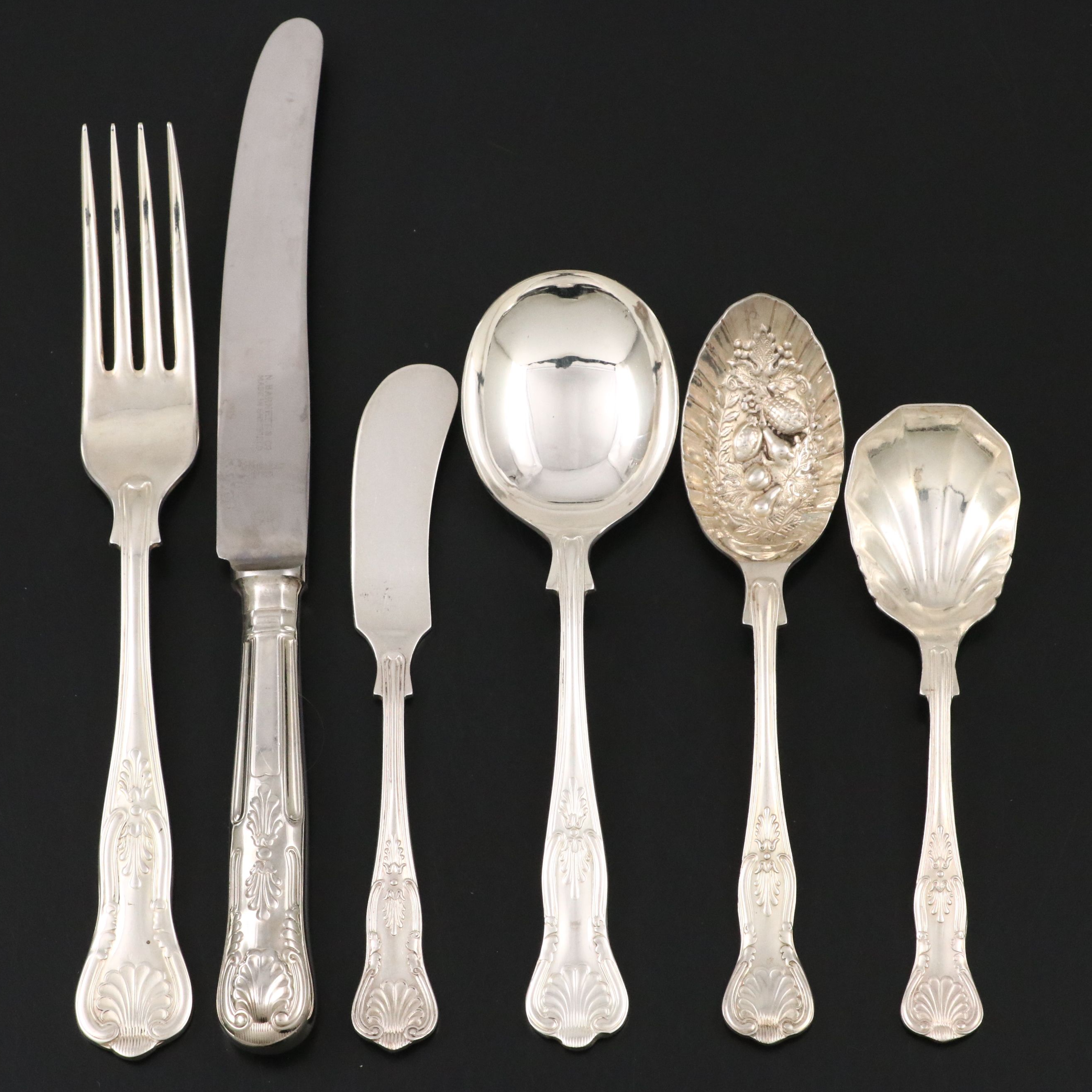 Worcester "Thread & Shell" and John Turton "Kings" Silver Plate Flatware