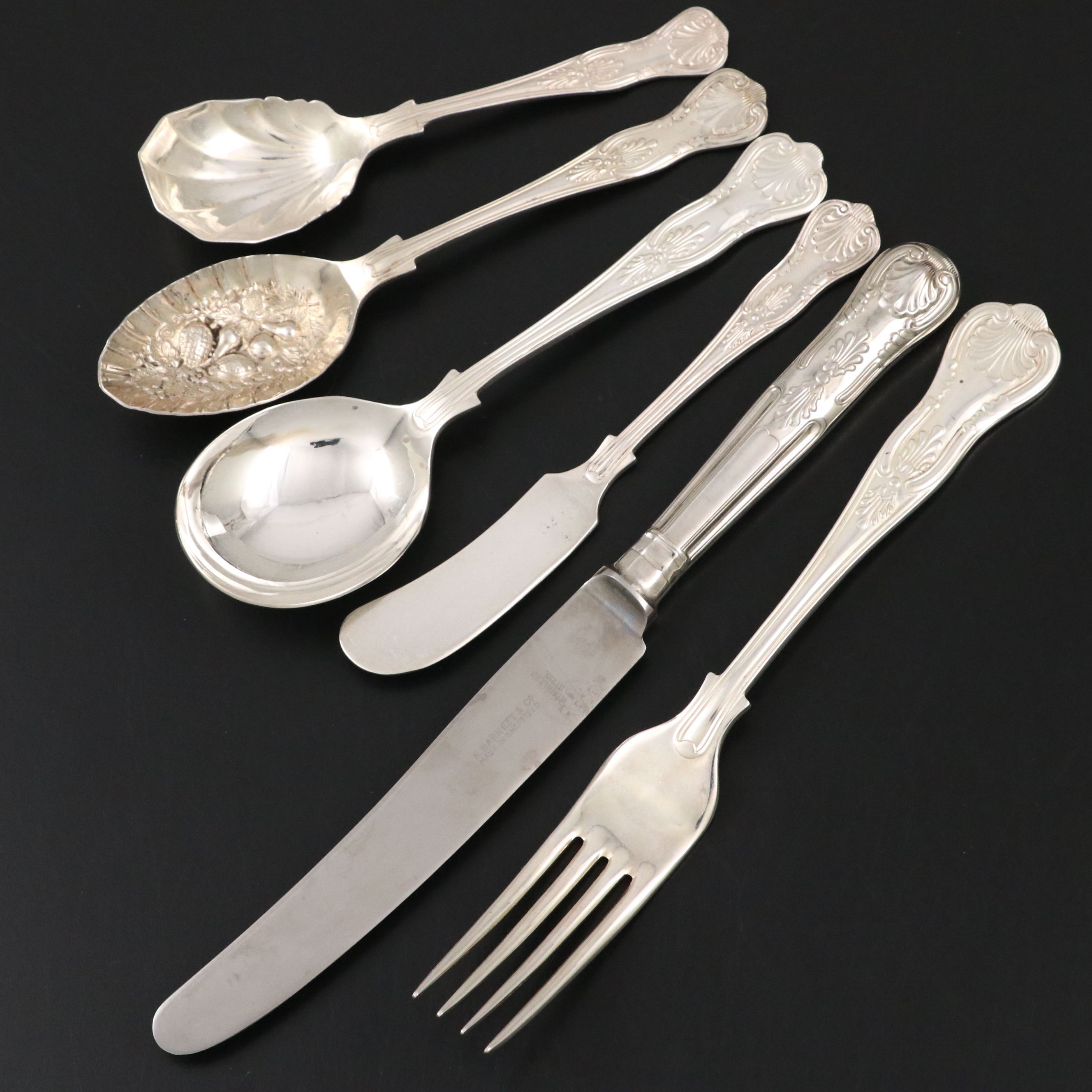 Worcester "Thread & Shell" and John Turton "Kings" Silver Plate Flatware