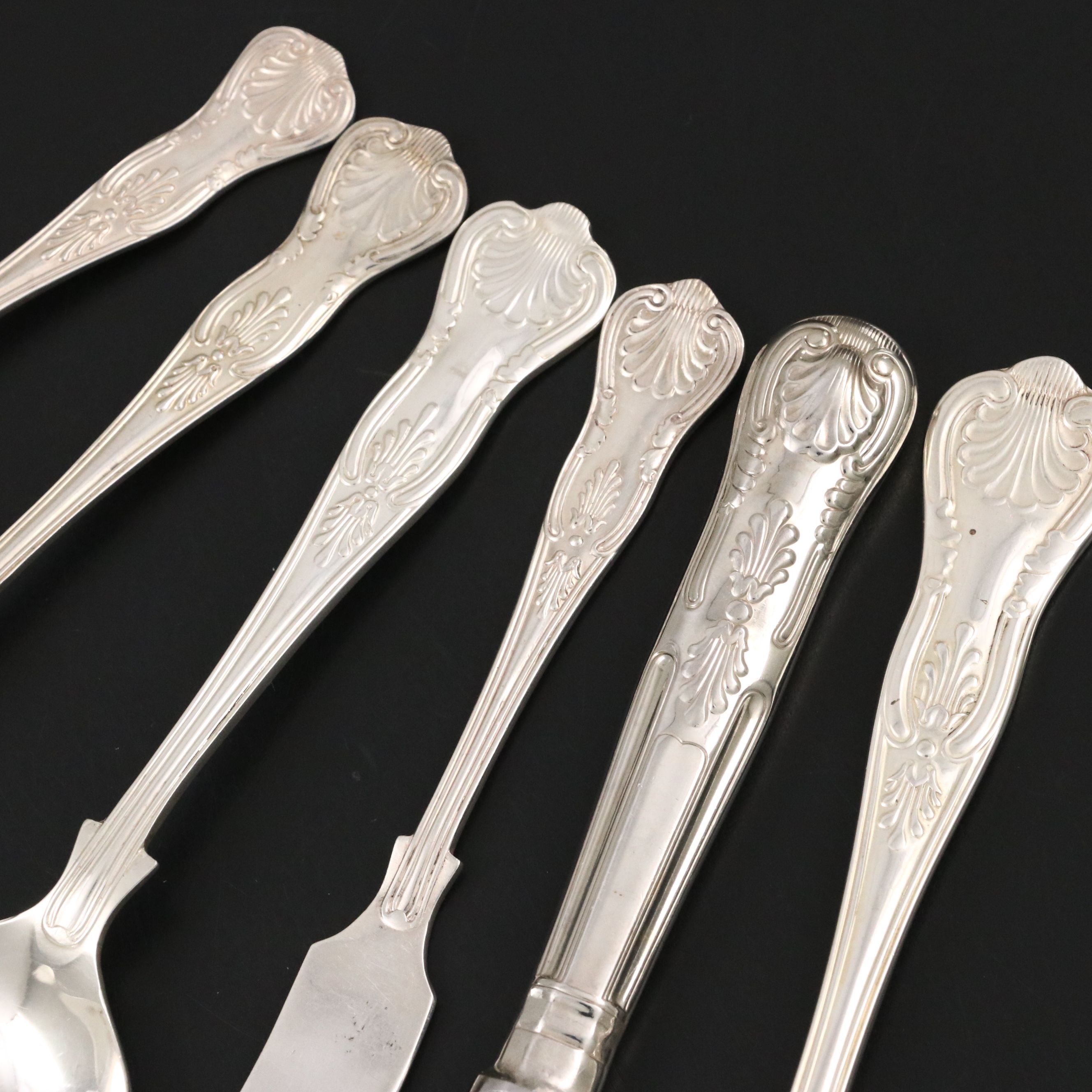 Worcester "Thread & Shell" and John Turton "Kings" Silver Plate Flatware