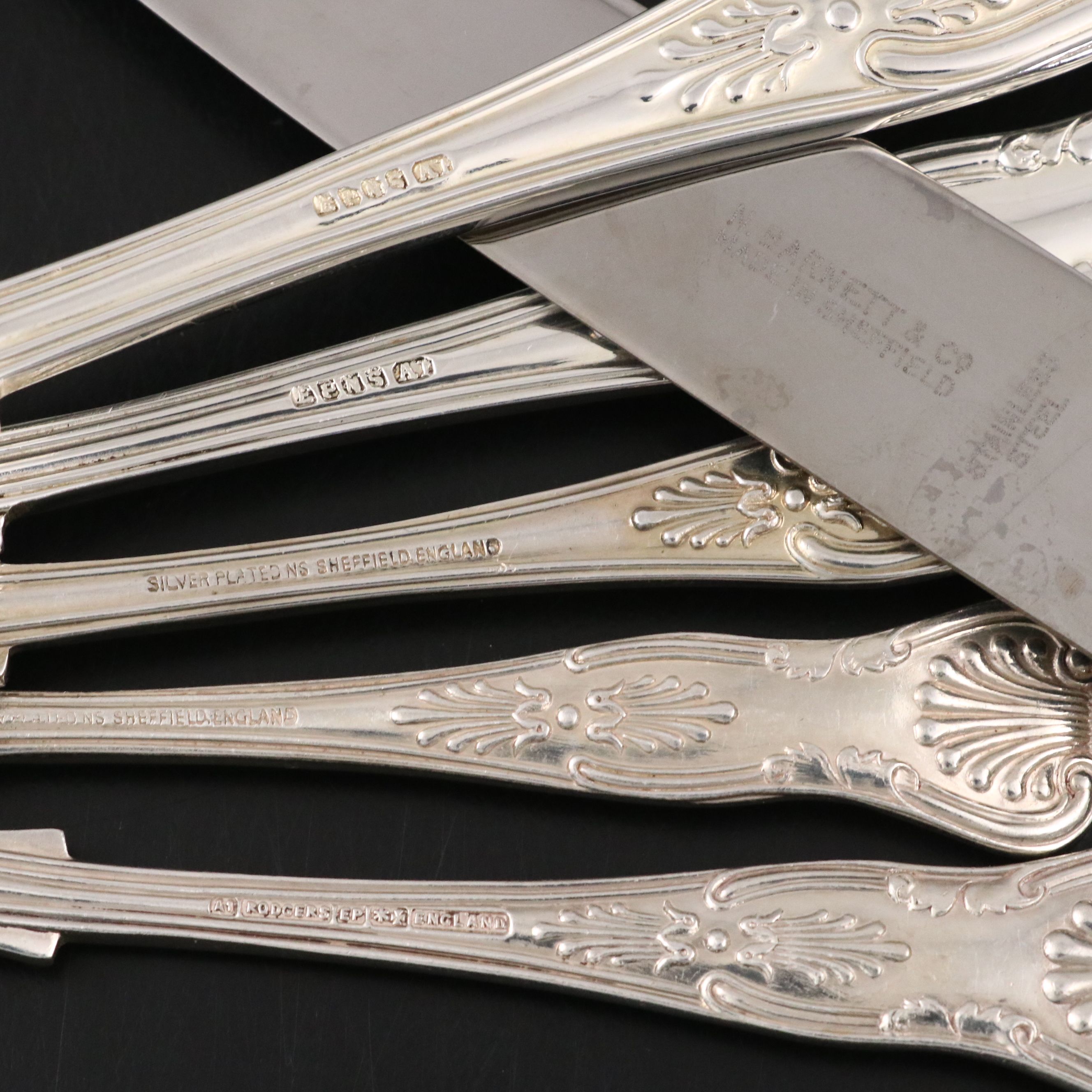 Worcester "Thread & Shell" and John Turton "Kings" Silver Plate Flatware