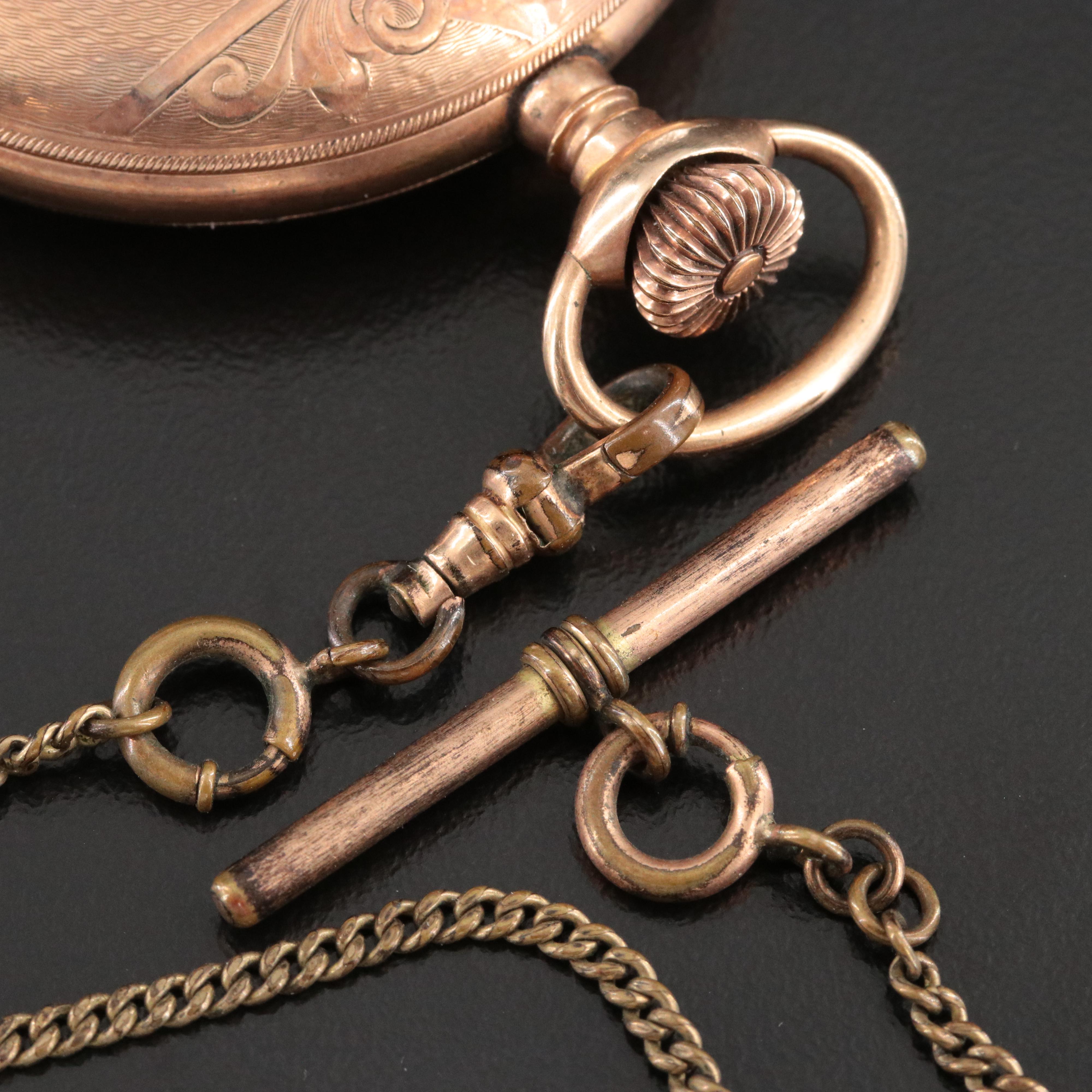 N.Y. Standard Gold-Filled Hunting Case Pocket Watch with Chain Fob