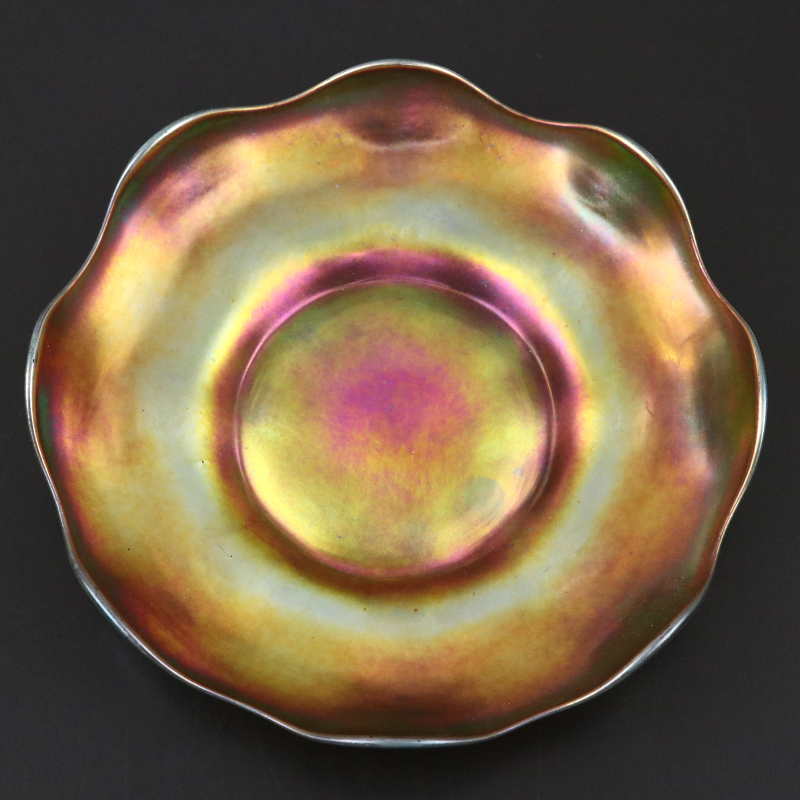 Louis Comfort Tiffany Favrile Art Glass Bowl and Underplate