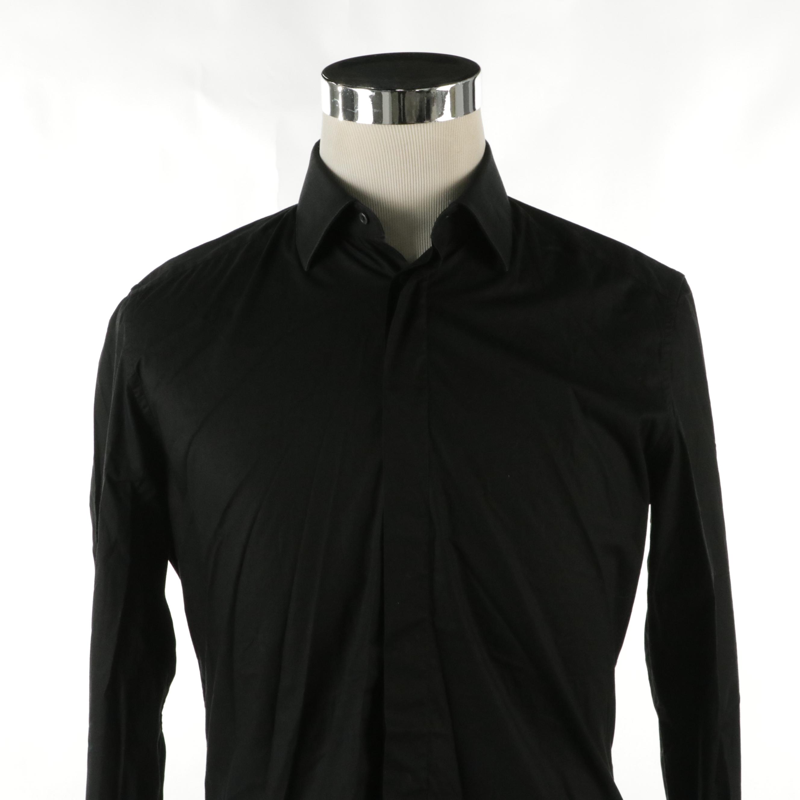 Men's Louis Vuitton French Cuff Dress Shirt in Black Cotton