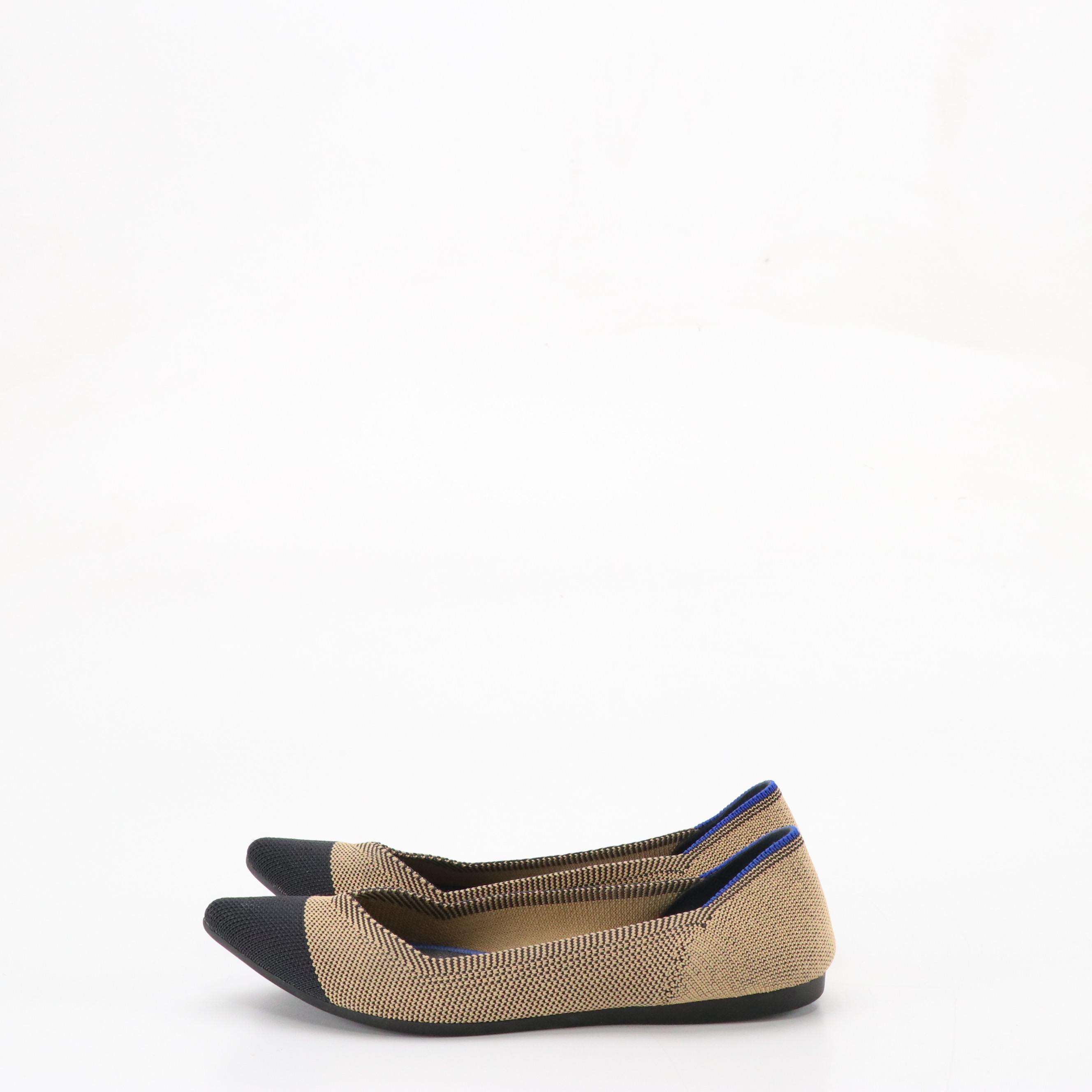 Rothy's The Point Ballet Flats in Gray Camouflage and Tan/Black Textile