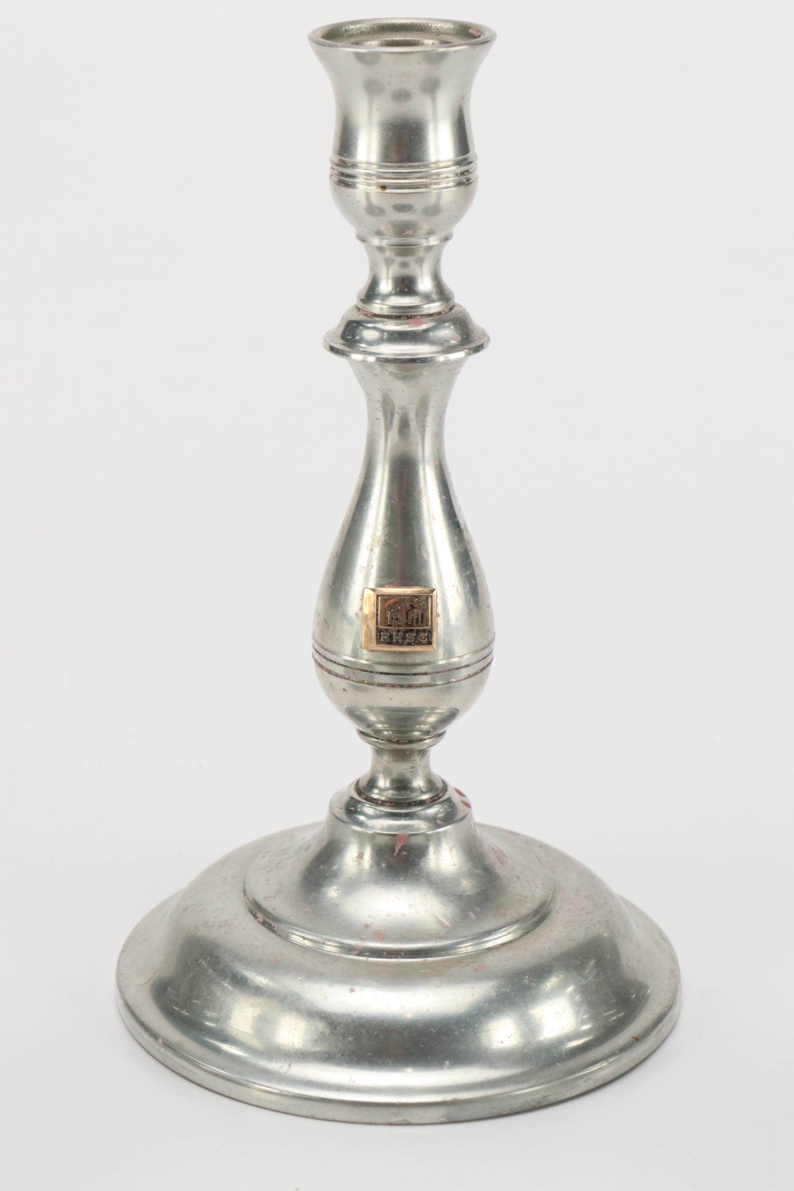 Kirk Stieff and Queen Art Pewterware with Gustavian Candlesticks