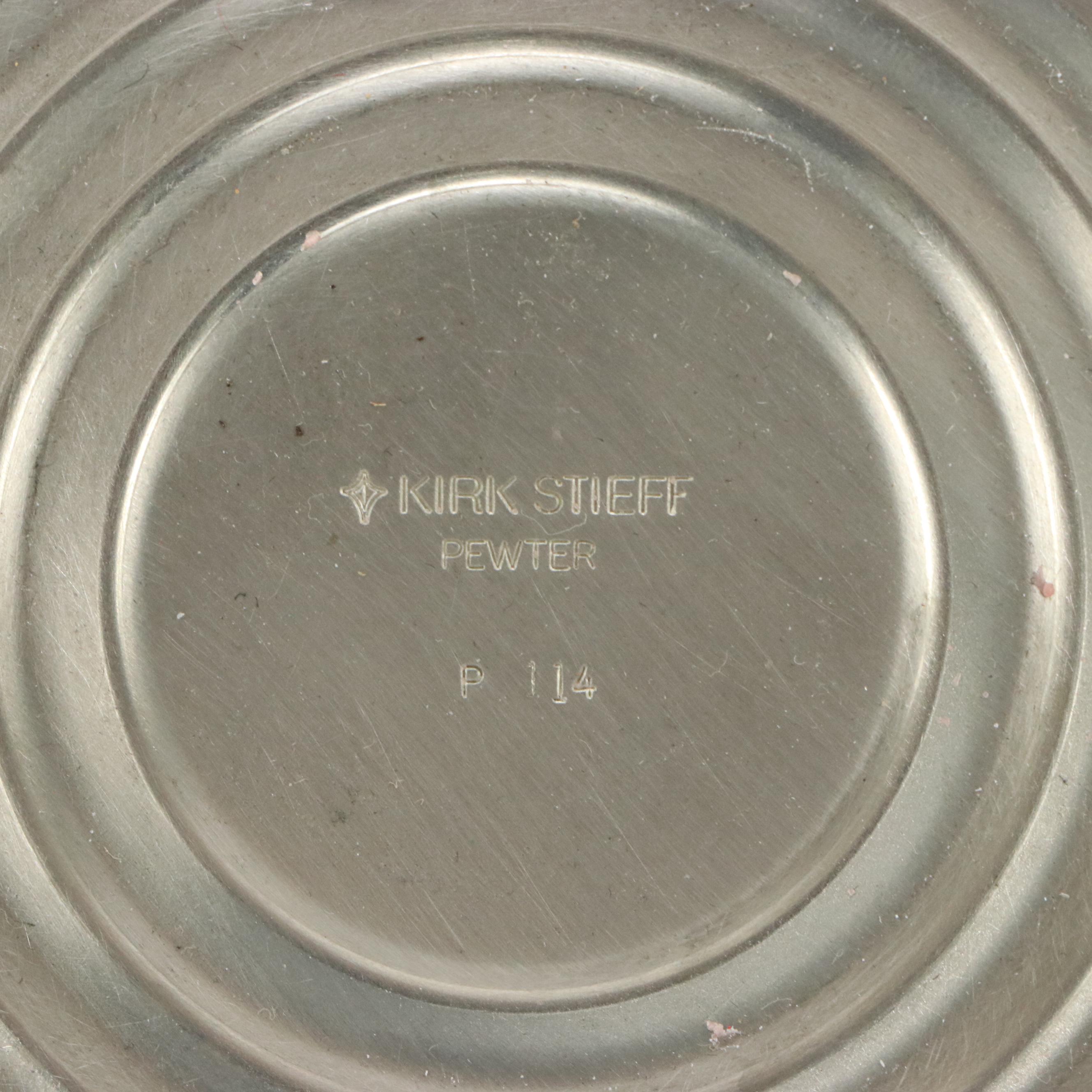 Kirk Stieff and Queen Art Pewterware with Gustavian Candlesticks