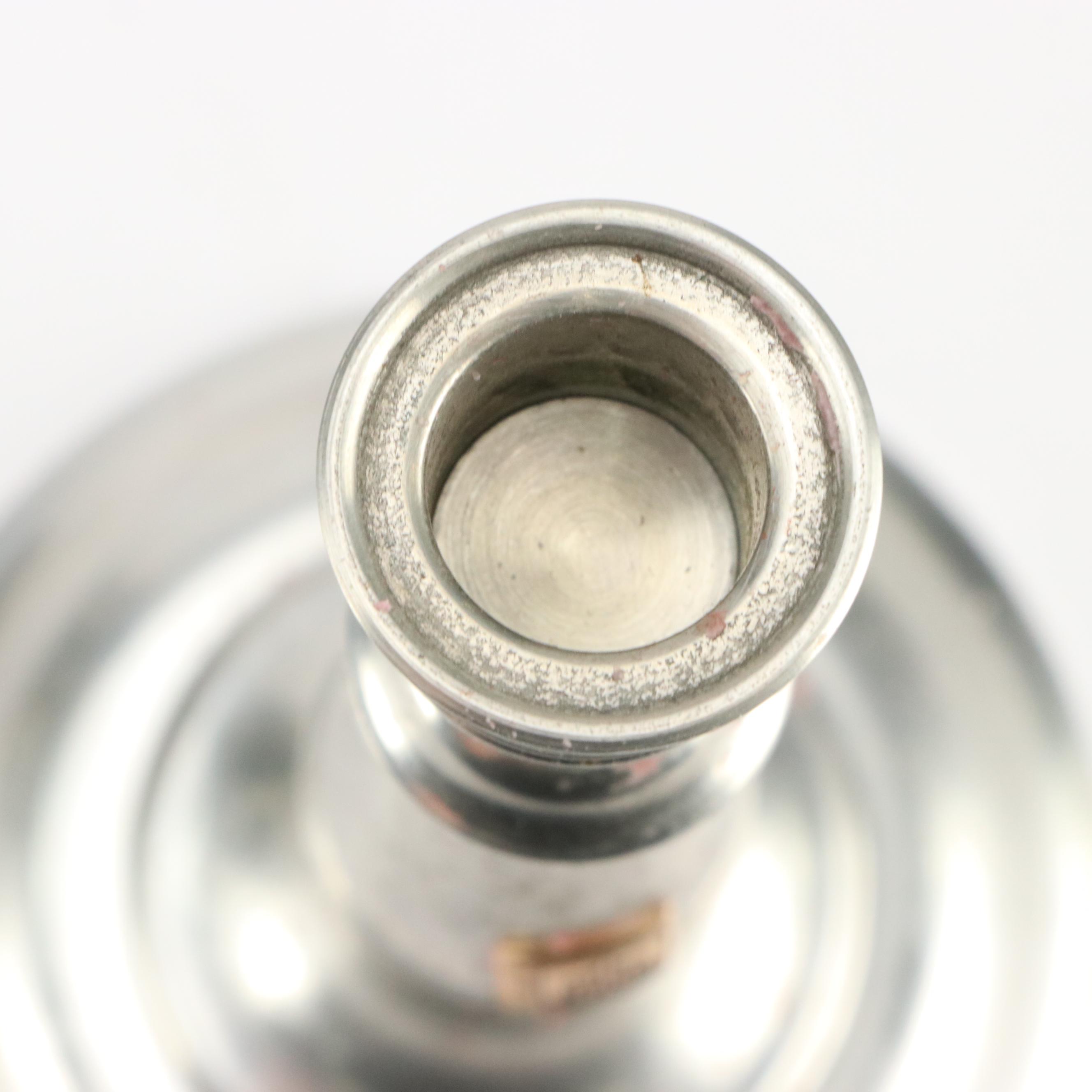 Kirk Stieff and Queen Art Pewterware with Gustavian Candlesticks