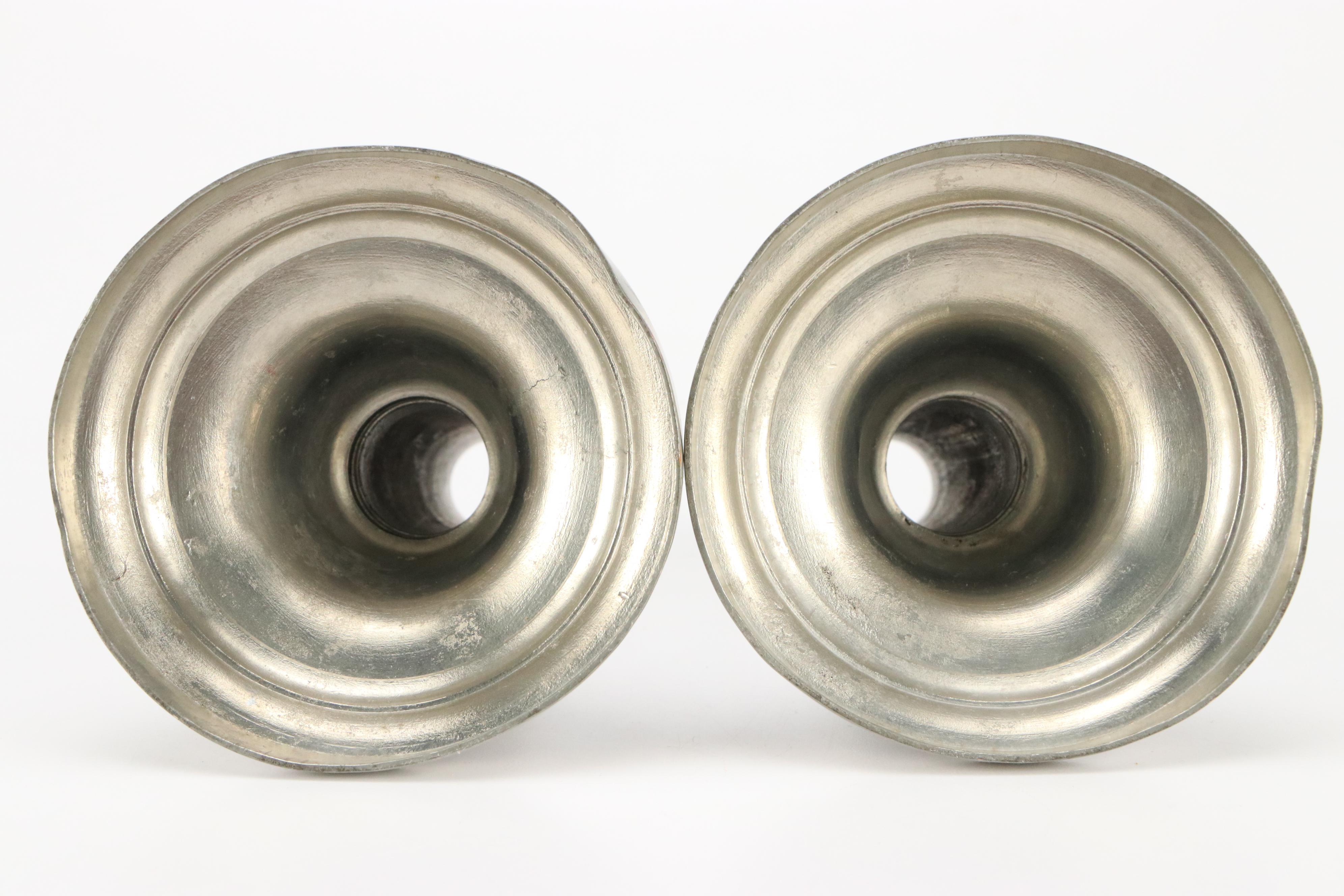 Kirk Stieff and Queen Art Pewterware with Gustavian Candlesticks