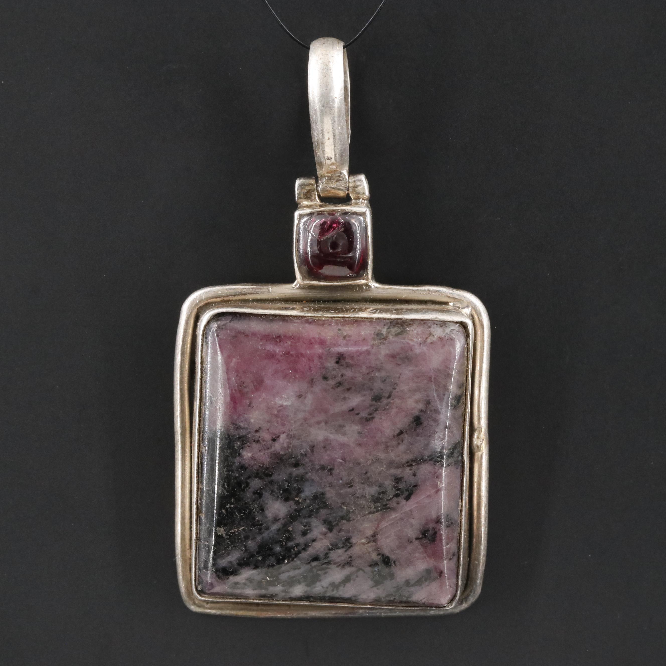 Sterling Sugilite and Garnet Pendant