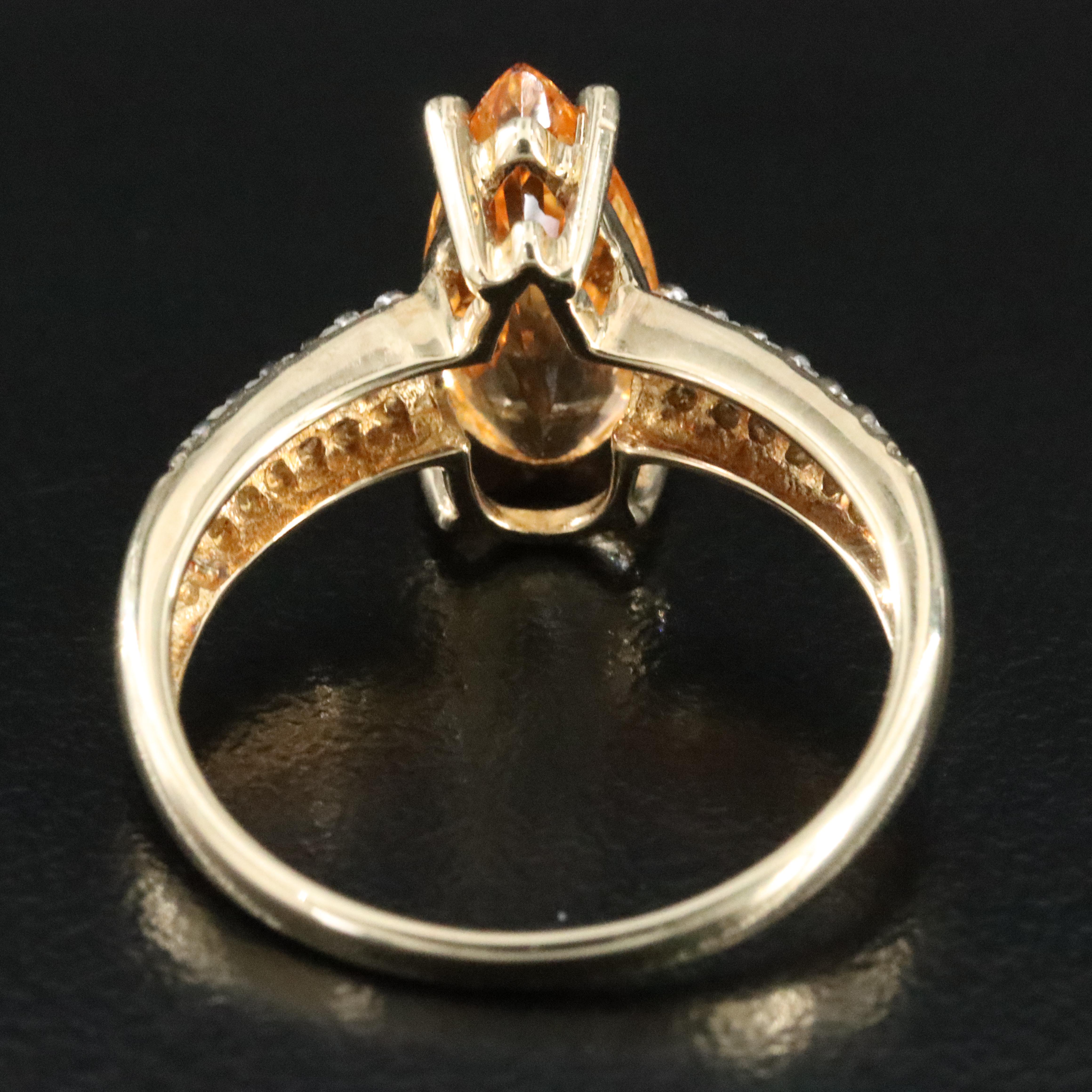 9K Golden Topaz and Diamond Ring