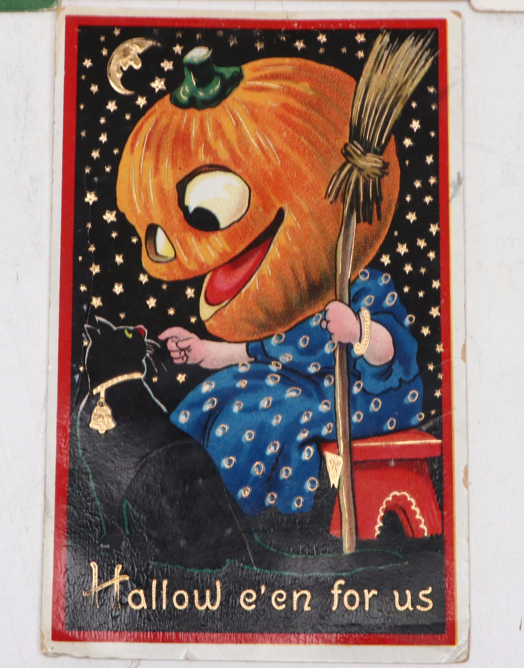 Halloween Jack-o'-Lantern and Witch Postcards, Early 20th Century