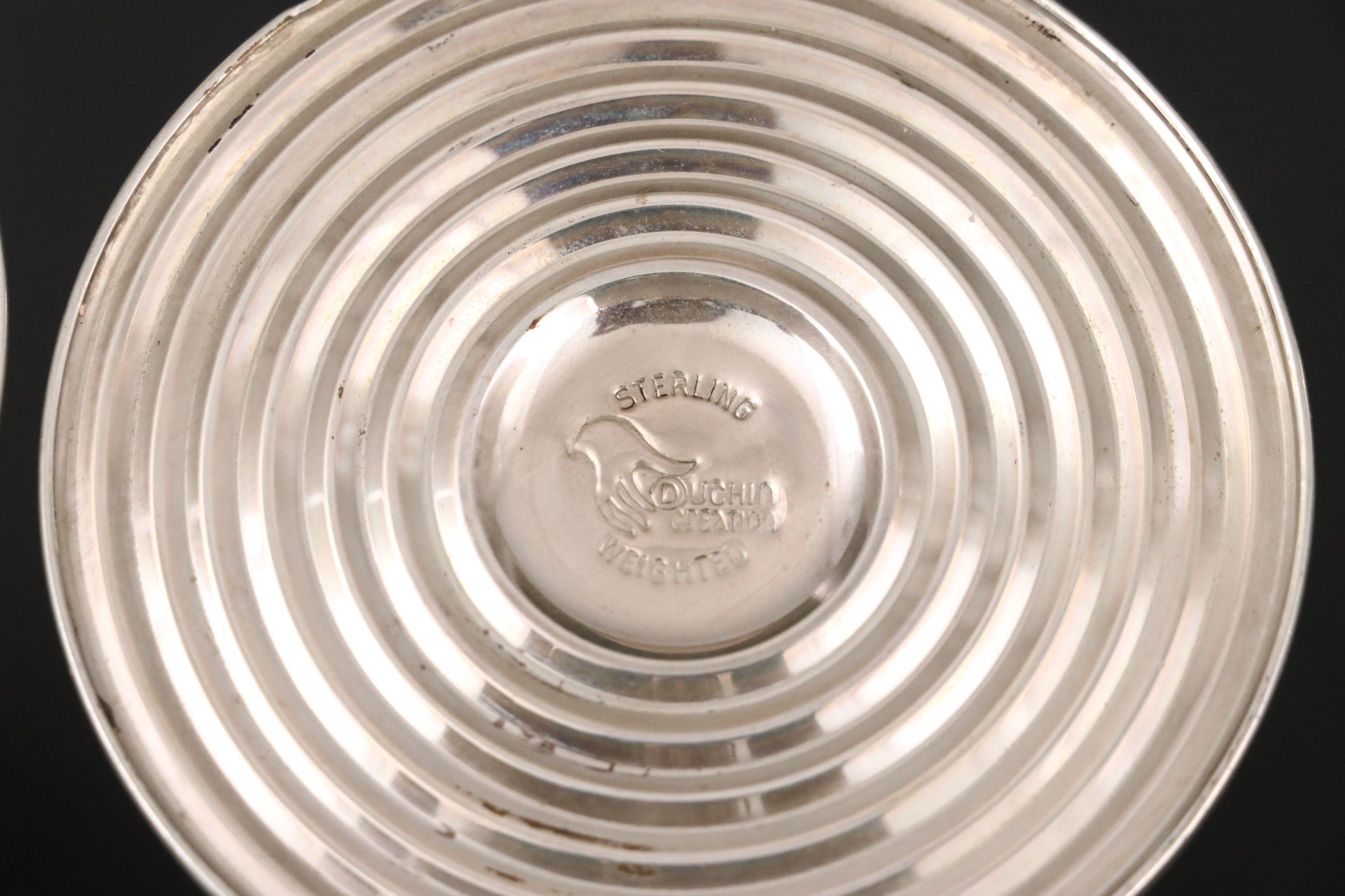 American Sterling Silver Candlesticks with Glass Shakers on Sterling Silver Base