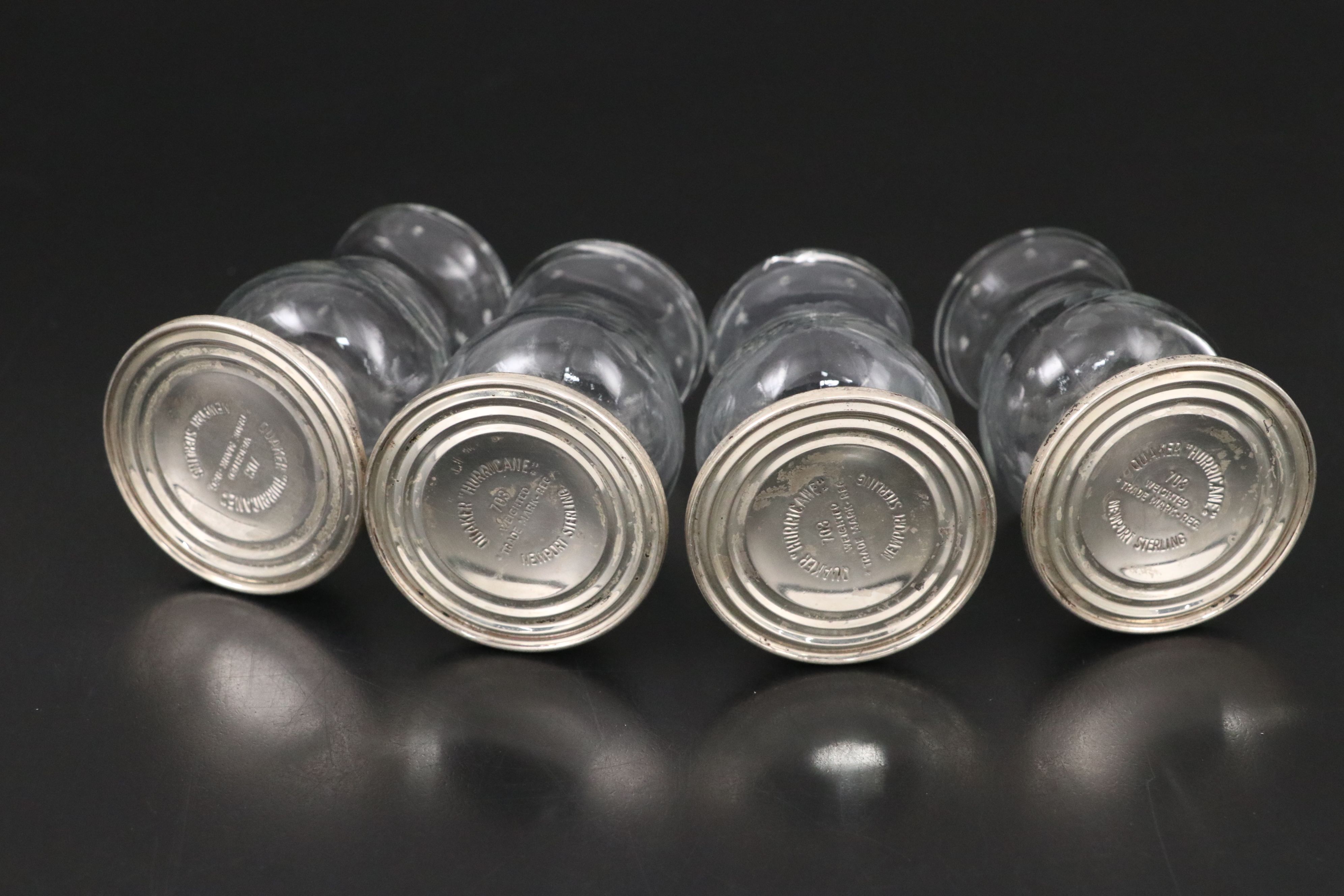 American Sterling Silver Candlesticks with Glass Shakers on Sterling Silver Base