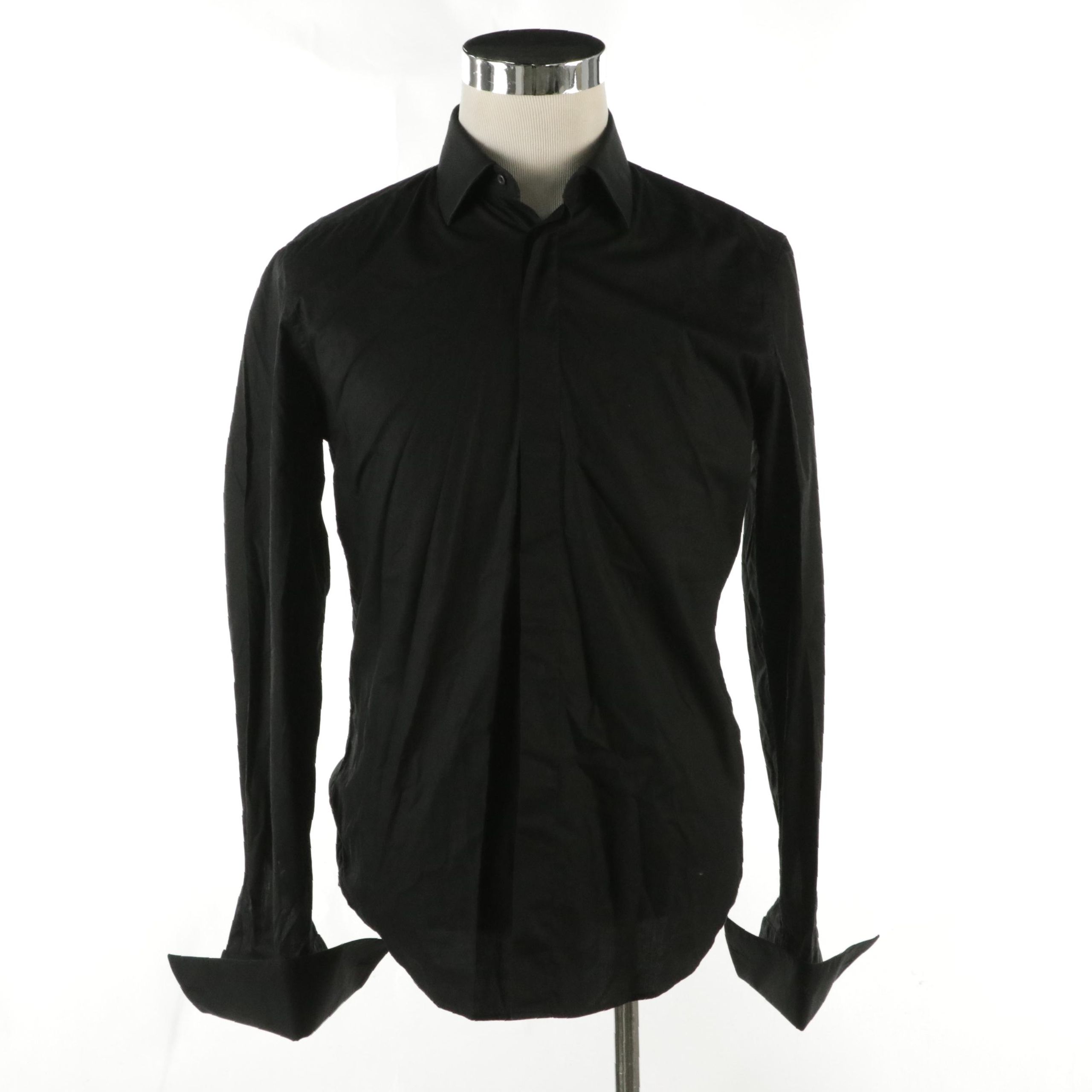 Men's Louis Vuitton French Cuff Dress Shirt in Black Cotton