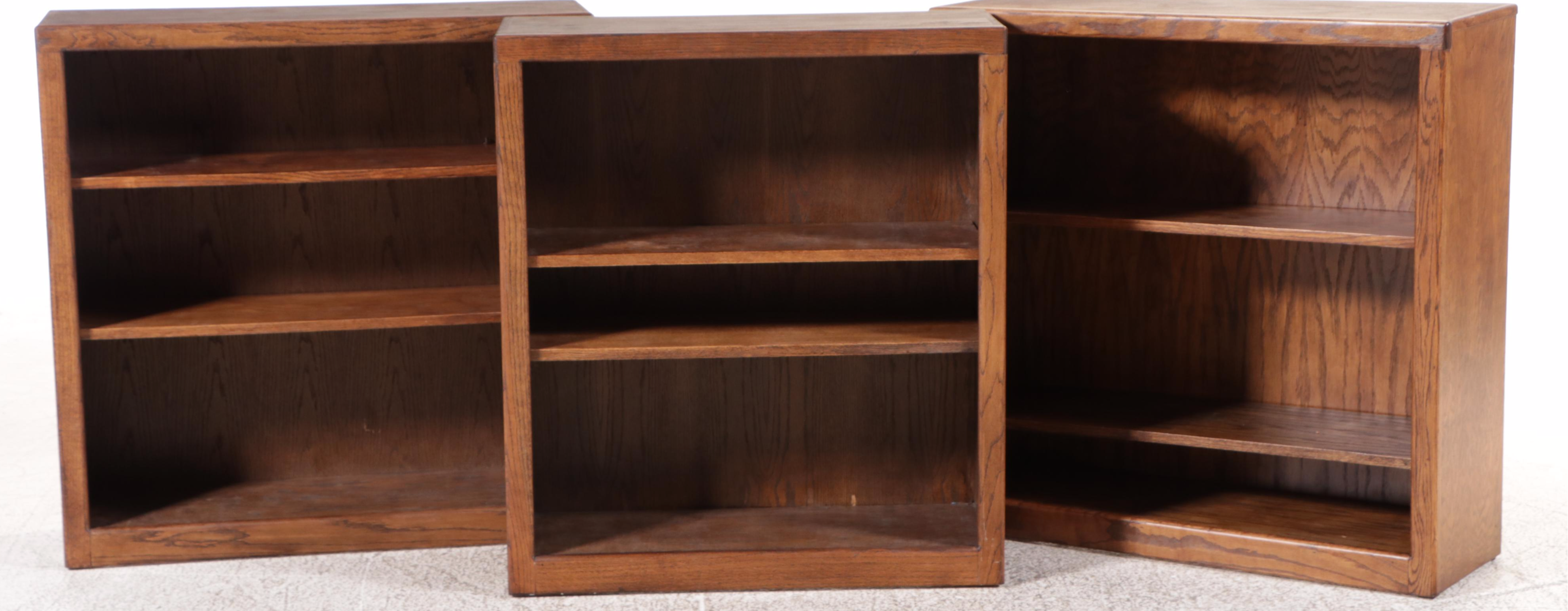 Set of Three Oak Finish Shelves