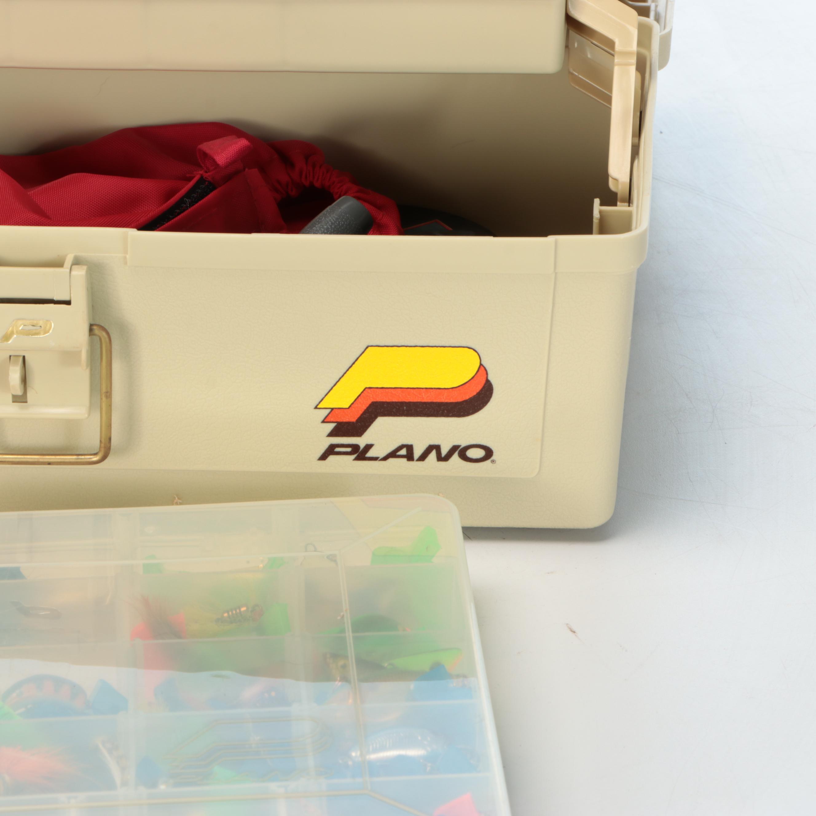 Fishing Tackle Boxes and Storage Containers with Lures, Spinners and Accessories