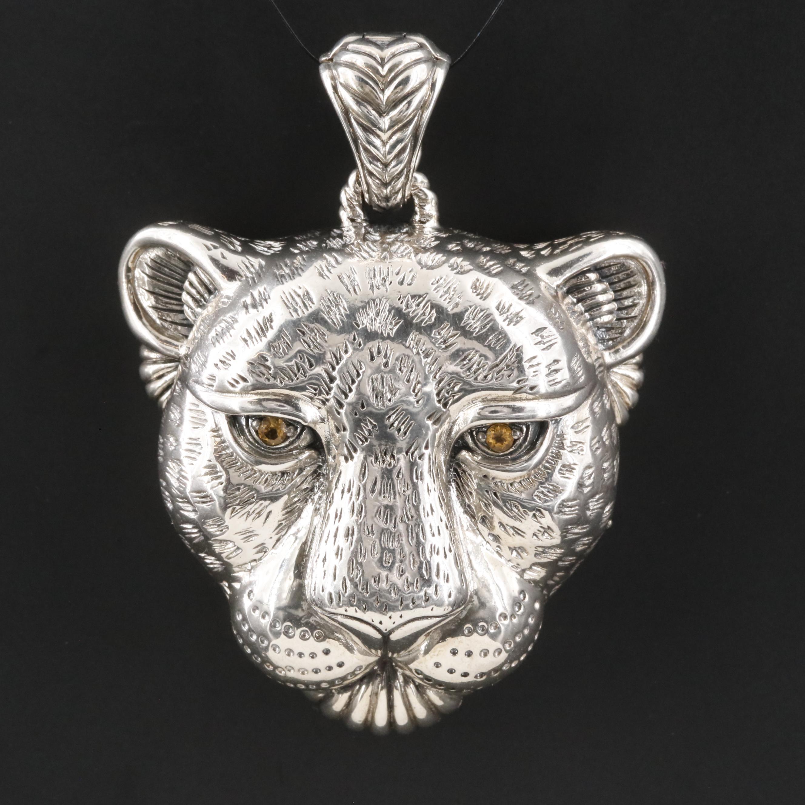 JAI by John Hardy Sterling Leopard Pendant with Citrine Eyes
