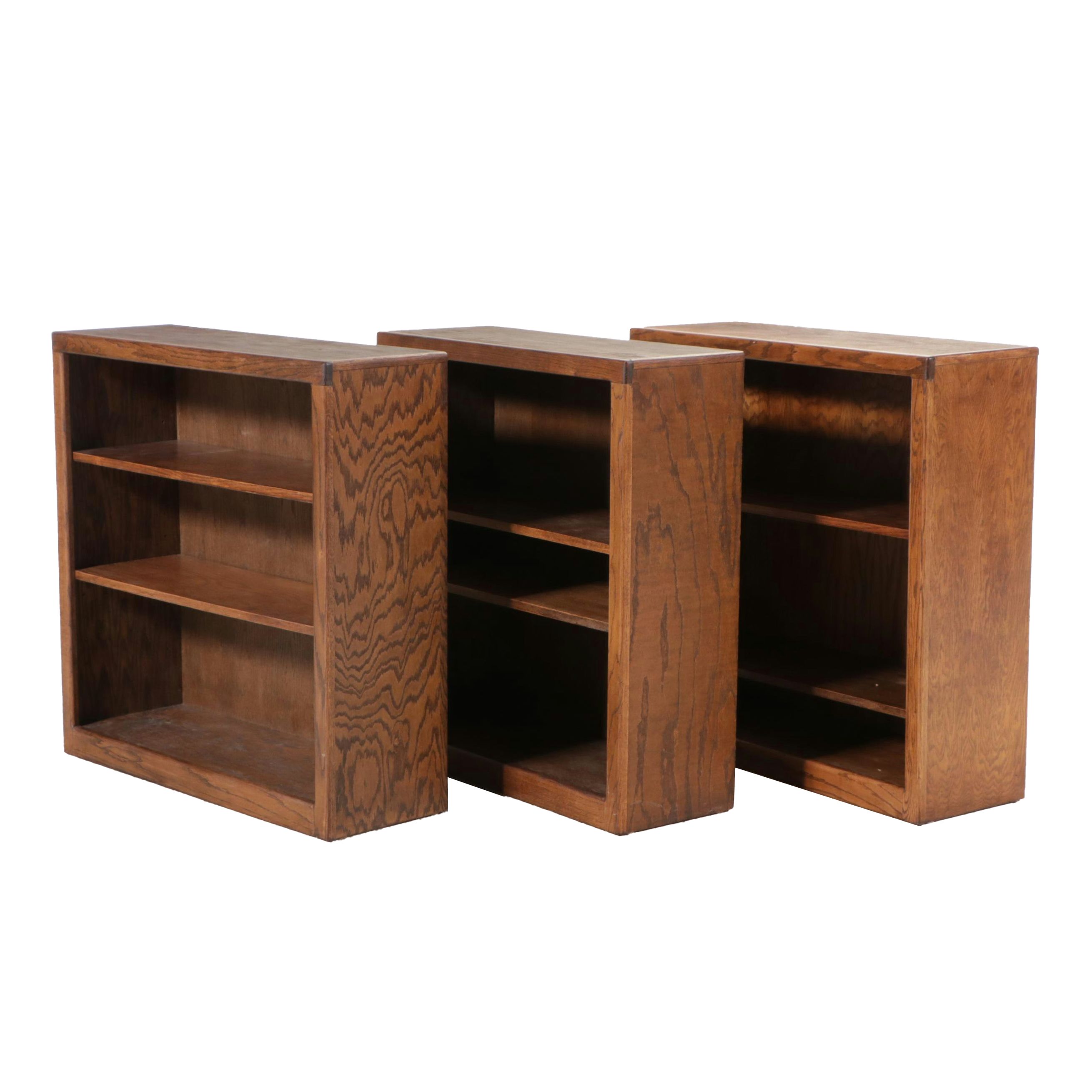 Set of Three Oak Finish Shelves